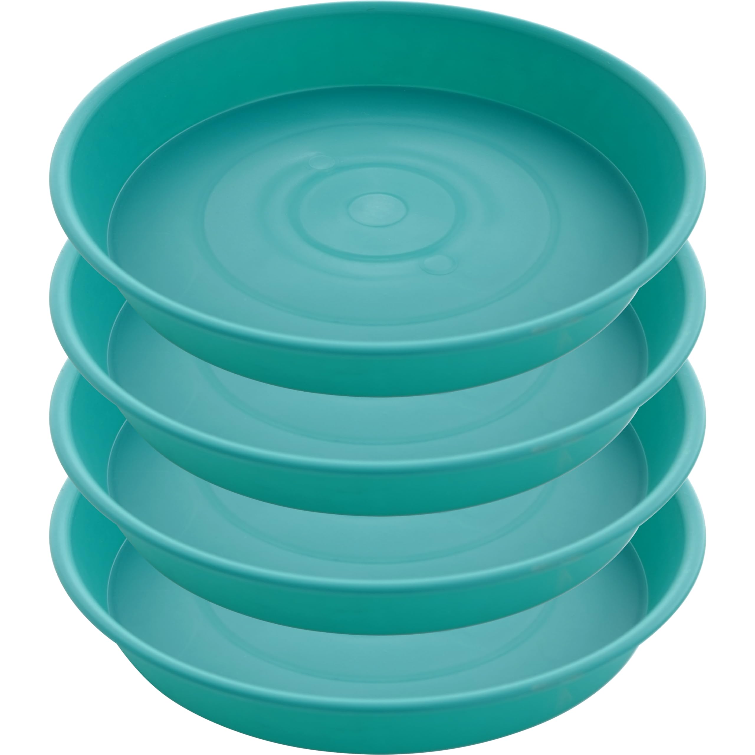 Bleuhome 4 Pack of 14 inch Plant Saucers Bird Bath Bow Round, Plastic Plant Saucer Tray for Pots, White Planters for Indoor Plants, Plant Trays for Planter 12-15" (14", Teal)