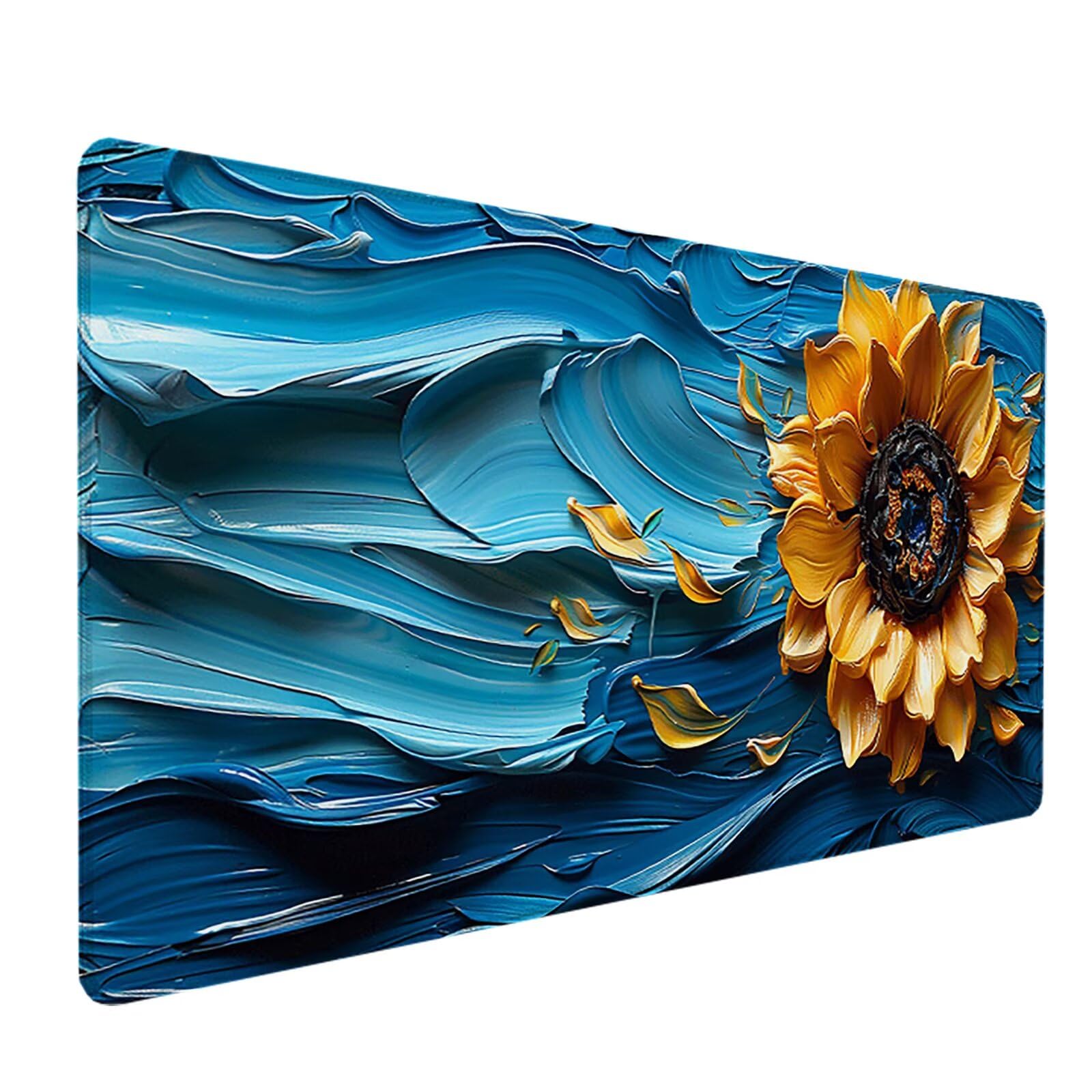 Girasol Alfombrilla Ratón Gaming XXL 1500x800x3mm, Alfombrilla Gaming Amarillo Mousepad con Base de Goma Antideslizante, Impermeable Desk Mat para Teclado y Raton, Accesorios Gaming, Regalos O-I