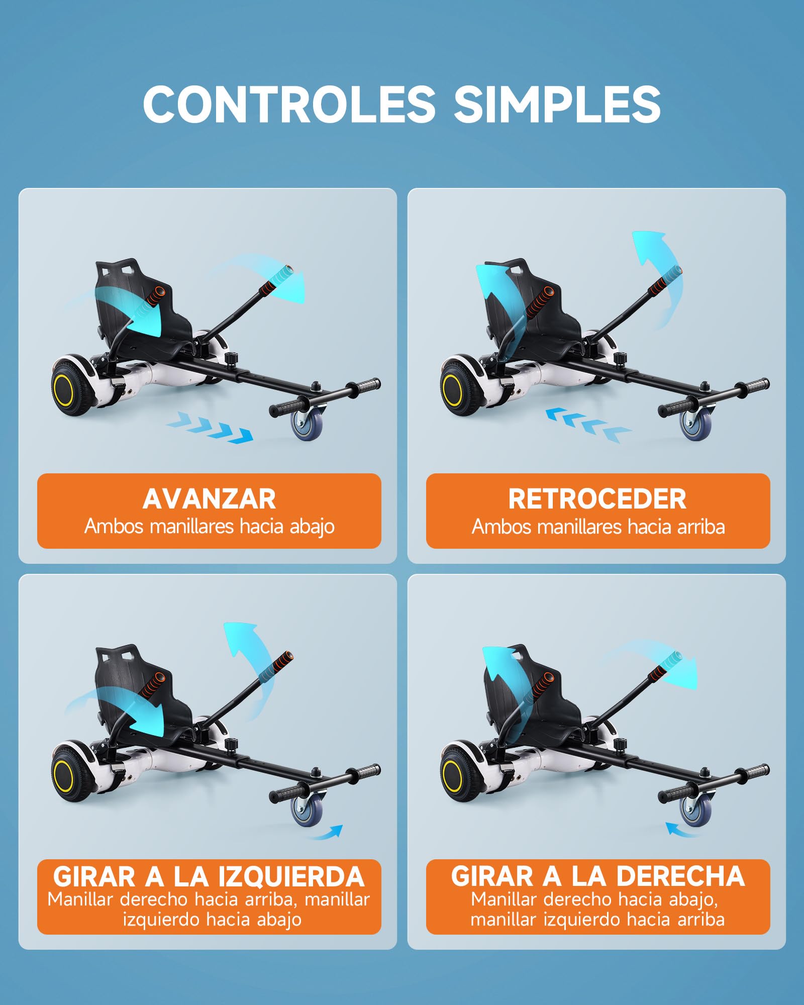 CO-Z Silla de Hoverboard Compatible para Adultos Hoverkart para Patiente Eléctrico de 17cm 20cm 25cm Asiento de Hoverboard Ajustable para Diversión