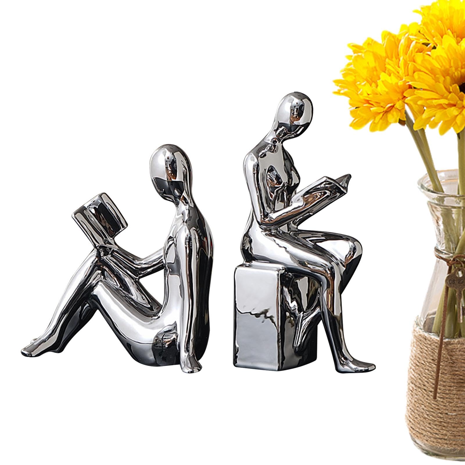 Buchstützen für dekorative Regale | 2 Statuen im abstrakten Design