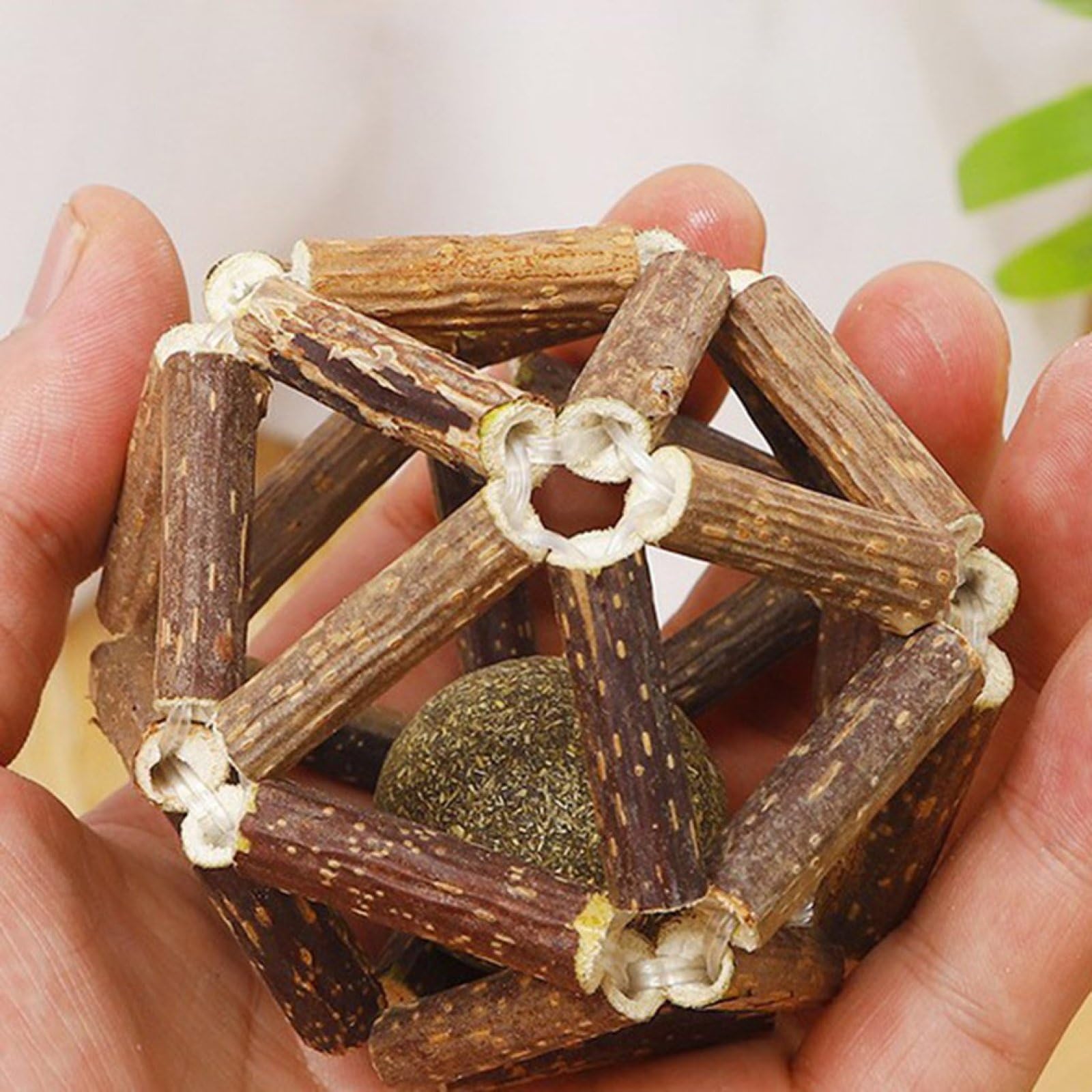 Juguetes para Gatos, Juguetes for Gatos, Pelotas de Hierba gatera, Juguete Interactivo for Gatitos, Limpieza Dientes, Bolas Madera Natural saludables, 2 Unidades