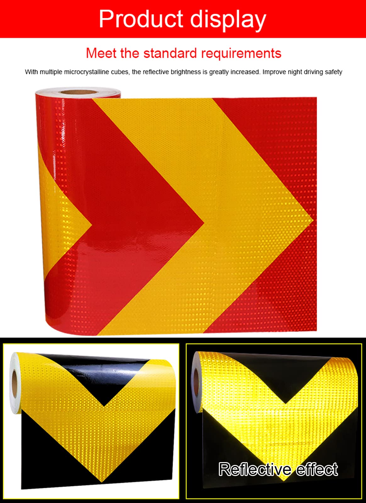 Cinta de señalización Cinta de peligro, cinta for marcar el piso, cinta adhesiva de flecha de alta visibilidad impermeable for remolque, exteriores, automóviles,(Black Yellow)