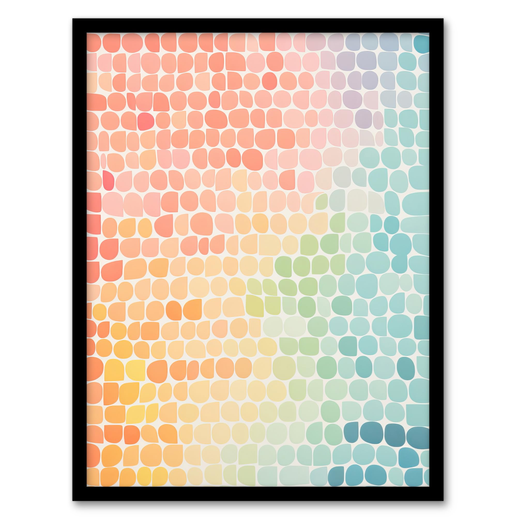 Artery8 Sunset On Sea Gradient Pastel Abstract Artwork Geometric Minimalist Artwork Framed Wall Art Print A4