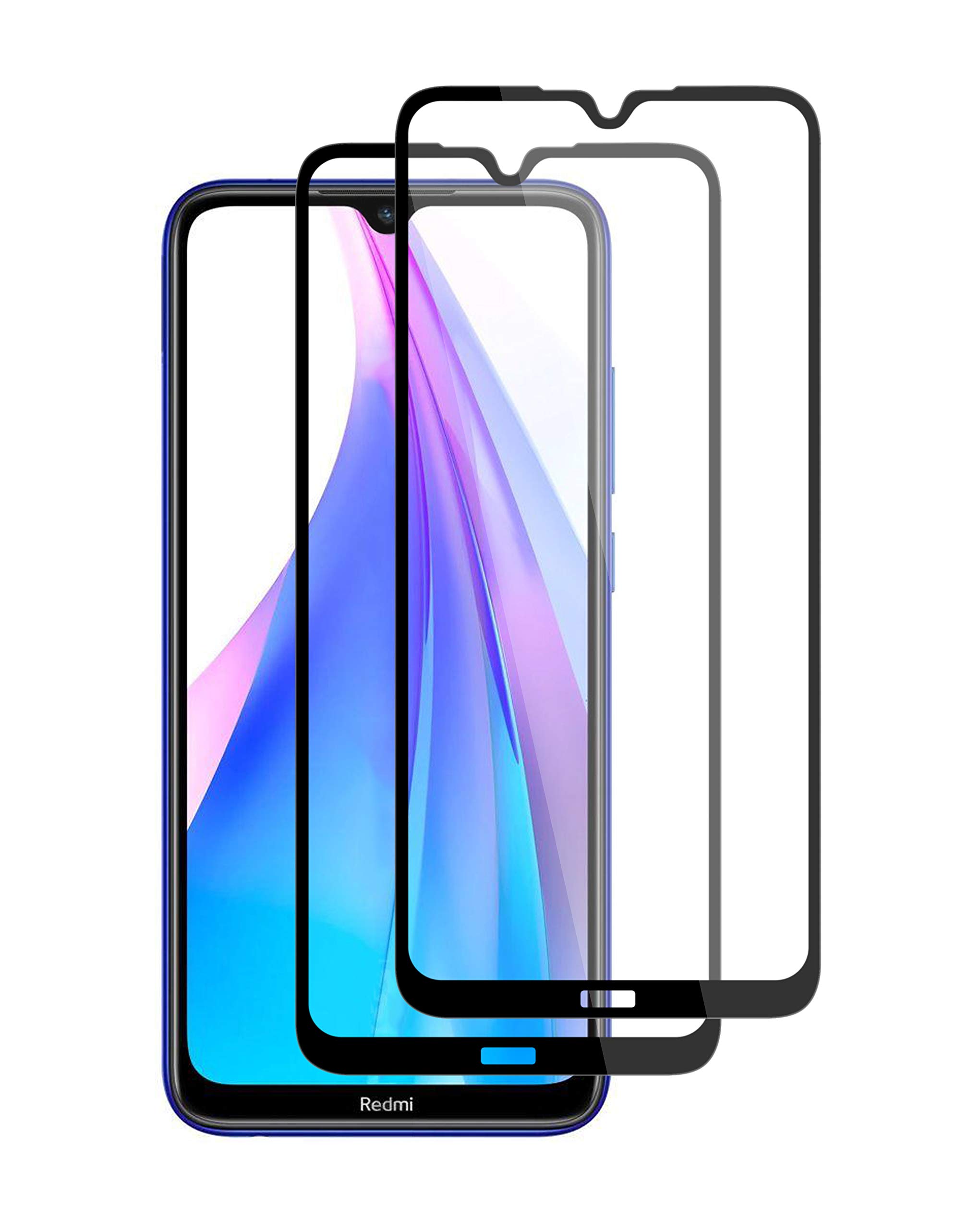 Henxunton Xiaomi Redmi Note 8T 6.3" Screen Protector, [Black-2 Pack] [Full Coverage] Protective Tempered Glass [No white edges] Protective Film for Xiaomi Redmi Note 8T Smartphone