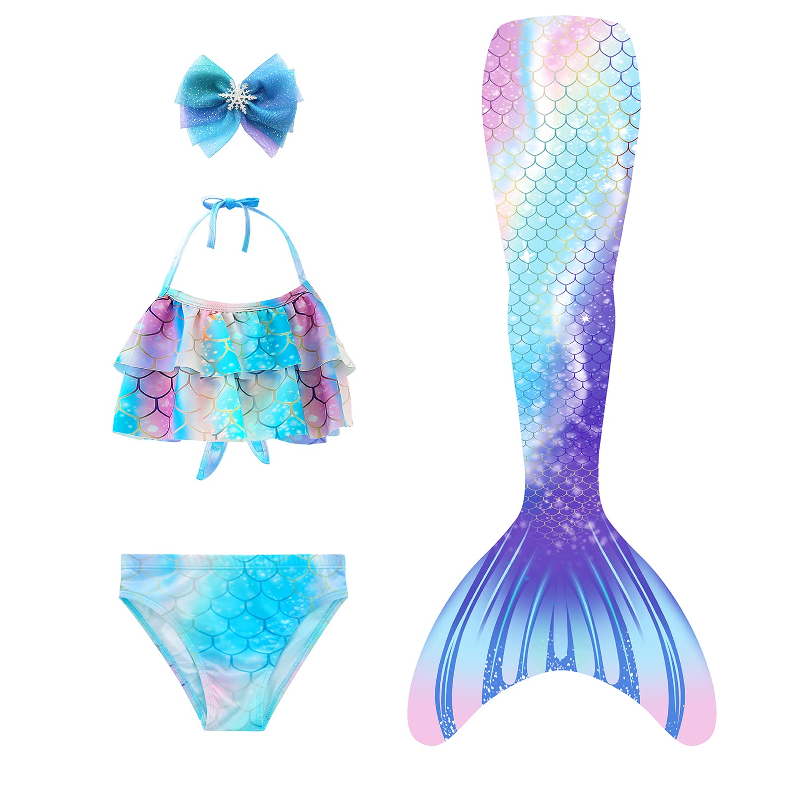 2 Piece Girls Swimsuit Bathing Suits Bikini Fish Tail Set Gift for Girl 4-10 Years