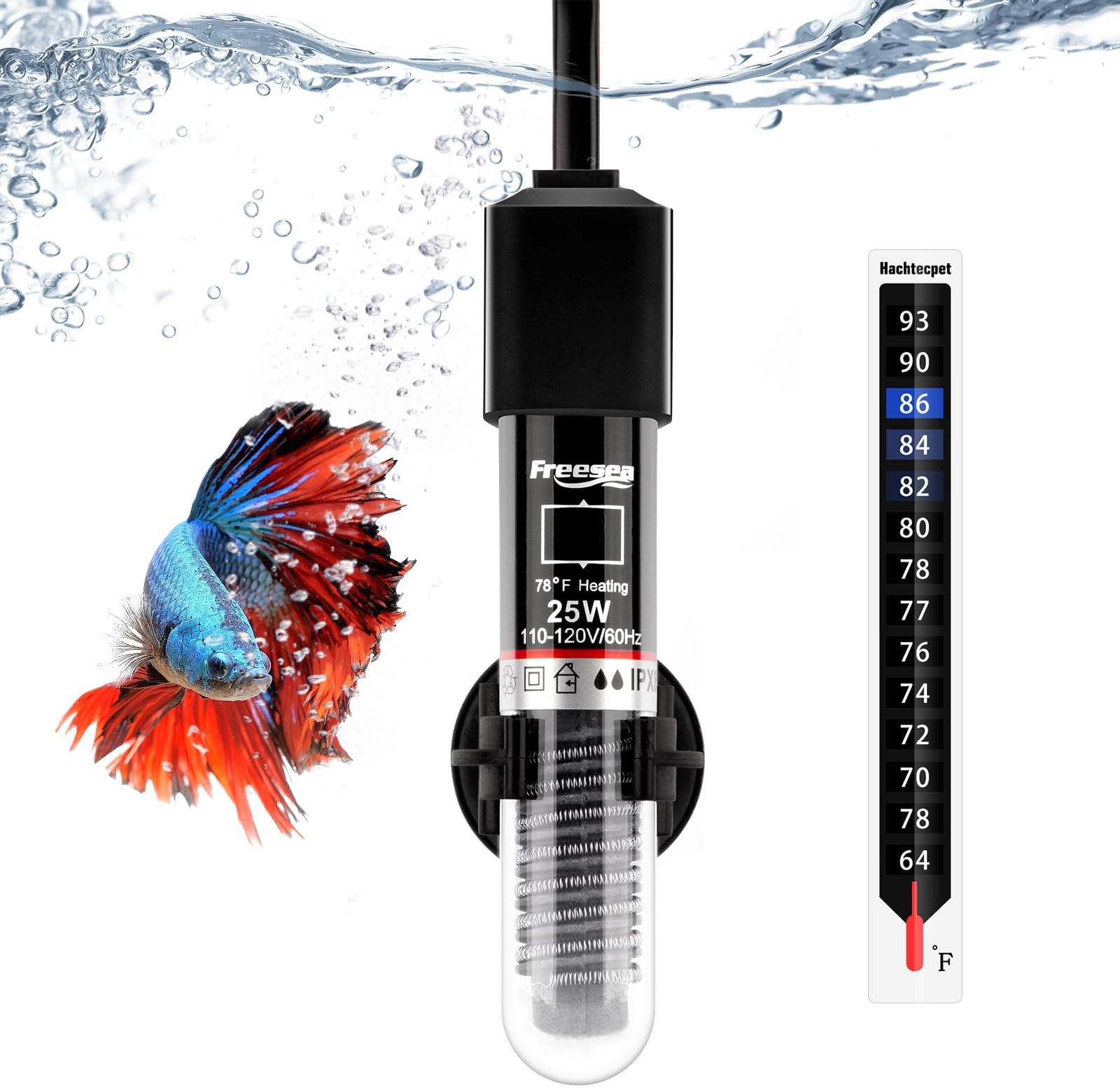 FREESEA Aquarium Fish Tank Heater 25W Small Submeisible