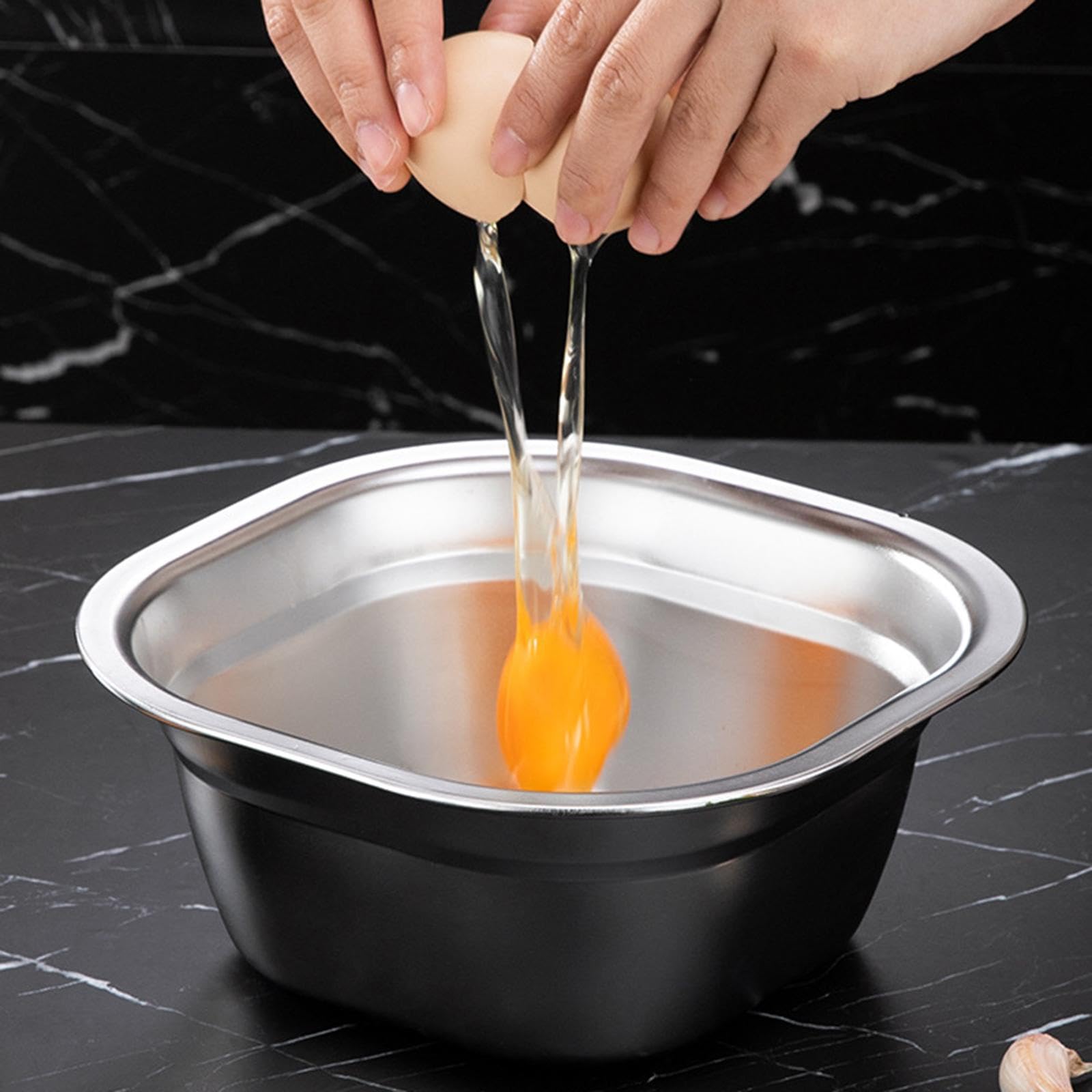 Bacinella Quadrata in Acciaio Inox, Contenitore per, Lavello per Buffet, Feste in Casa, Antipasti, 26 Cm