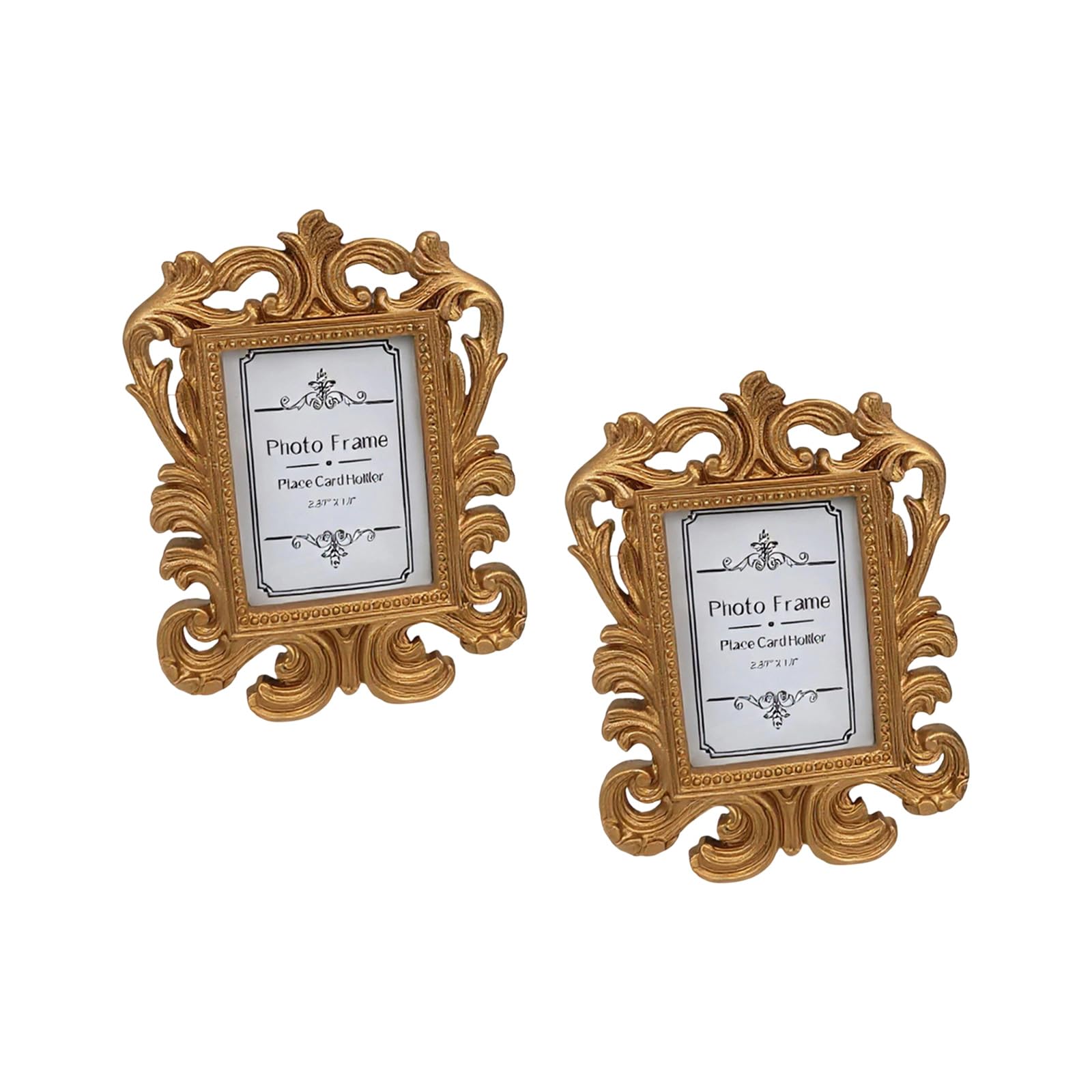 2Pcs Victorian Styles Resin Photo Frame Intricate Carving Antique European Picture Display Stand for Home Tabletop European Picture Frame