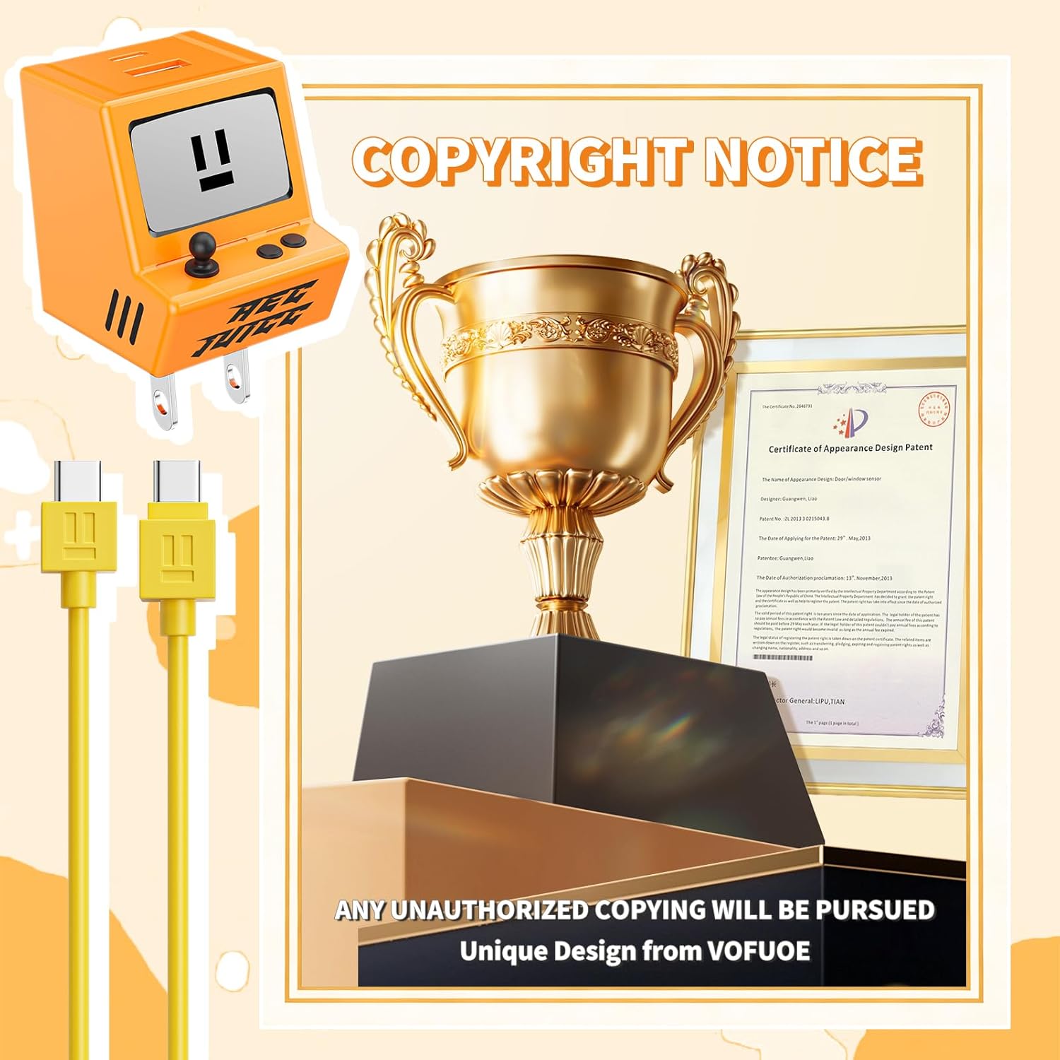 VOFUOE USB C Cable for iPhone 17 16 15 Charger Fast Charging 3.3FT Type C Charging Cord with 30W Dual Port Adpater USB C Charger Block USB A Wall Charger Retro Game Console for iPad, Galaxy S25-Orange - Image 8