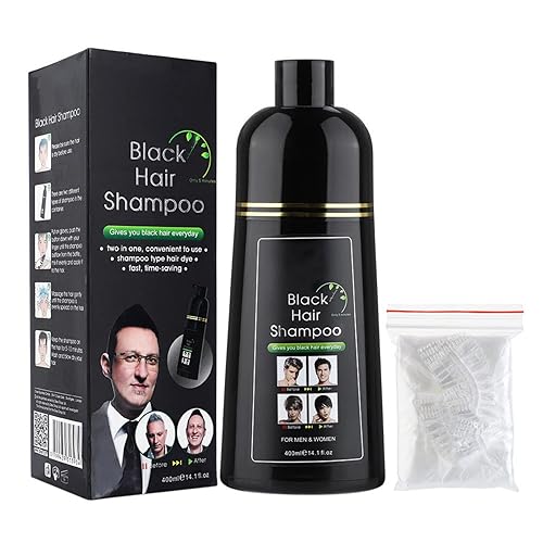 Black Hair Dye Shampoo for Gray Hair, Instant Hair Color Shampoo for Gray Hair, Lasts 30 Days Black Hair Dye Shampoo 3 in 1 for Men & Women, Grey