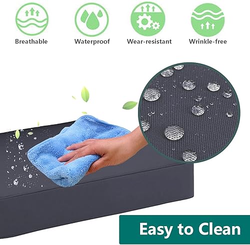 Miniatura 10 de Oslimea Funda de cojín de asiento para exteriores de 25 x 27 pulgadas, impermeable, para muebles de patio, funda de cojín de repuesto para asiento