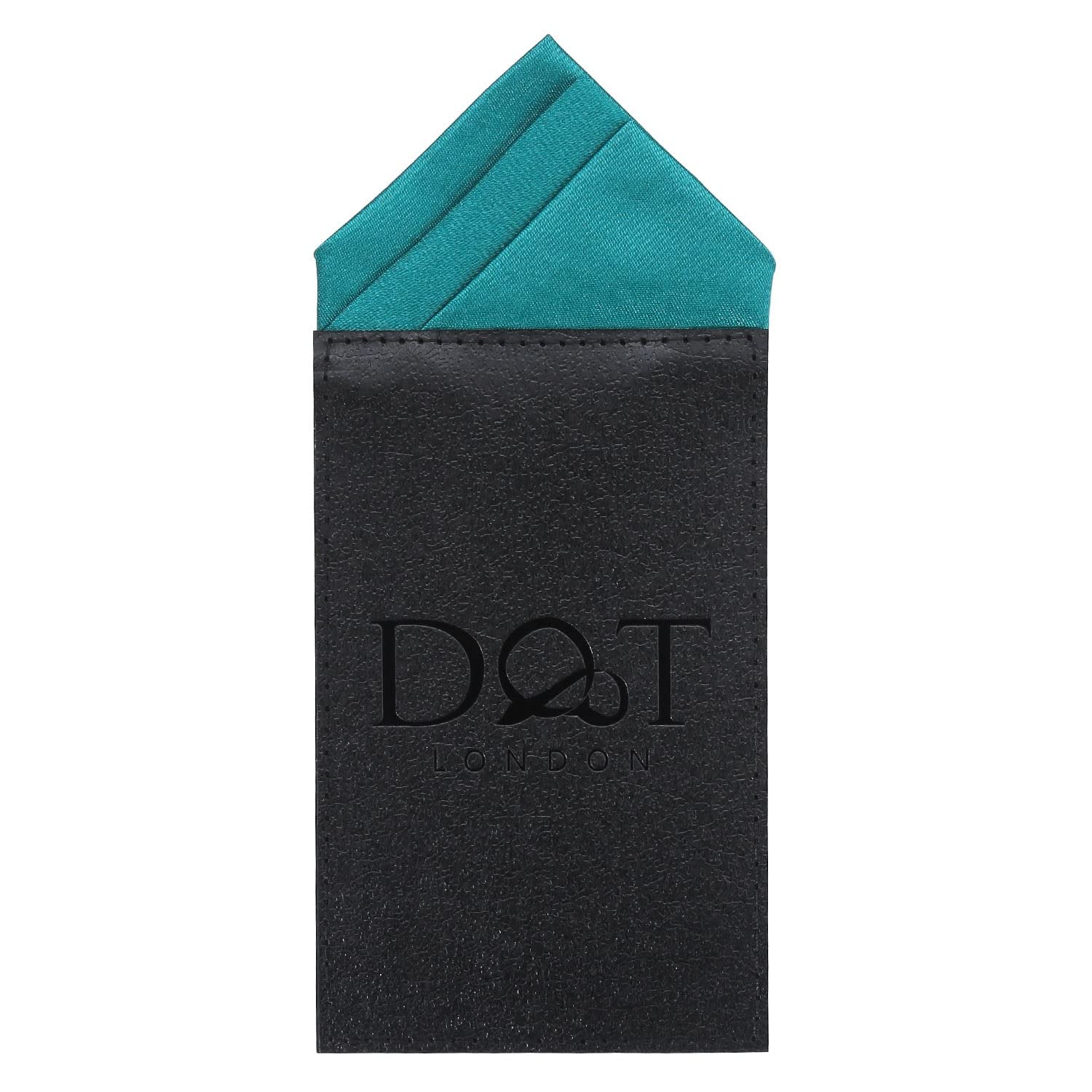 DQT Mens Plain Satin Pre-Folded One Peak Pocket Square Handkerchief - Teal