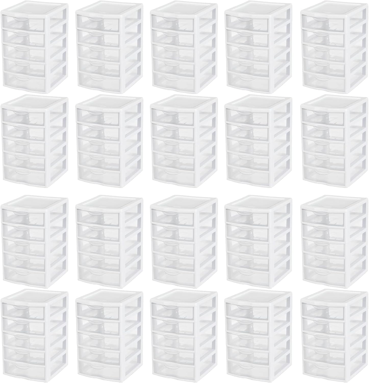 Sterilite Clearview Small Clear Plastic Stackable 5 Drawer Storage