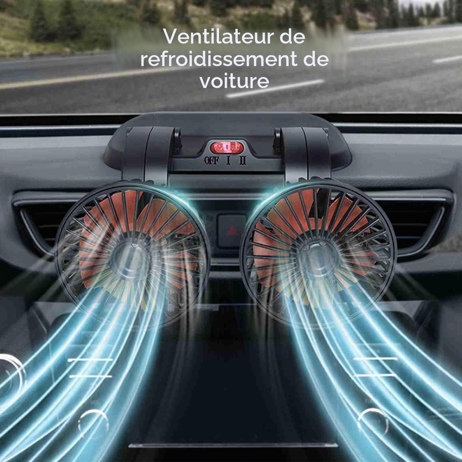 Ventilateur Voiture Ventilateur de Refroidissement de Voiture Double TêTe Connecteur Allume-Cigare RéGlable Circulateur d'air Multifonction pour VéHicules (Type 24V)