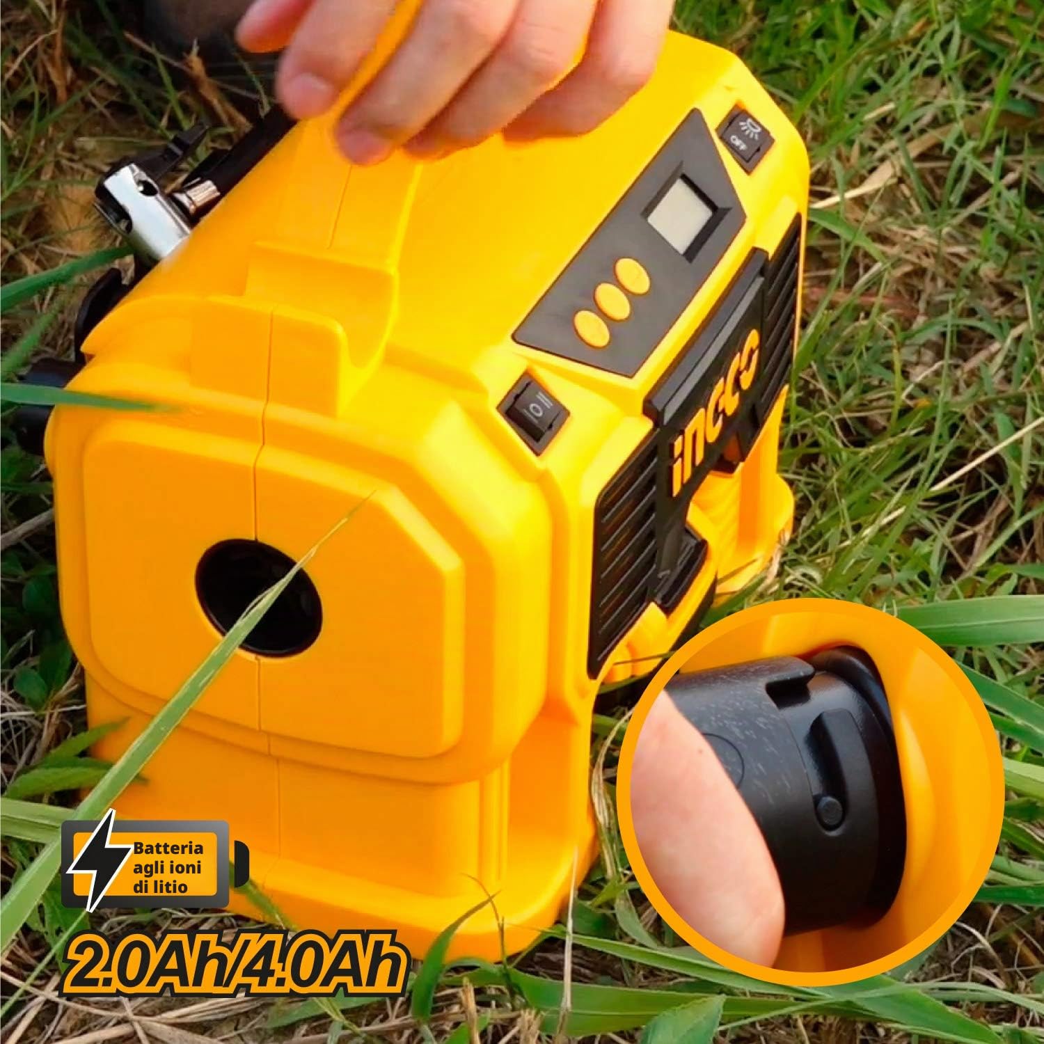 Ingco Compresso Auto a Batteria Litio 20V (Non Inclusa) 11Bar