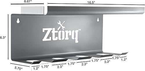 Miniatura 3 de Ztorq Organizador de herramientas de taladro inalámbrico soporte para taladro, estante de montaje en pared y estación de carga para optimizar la