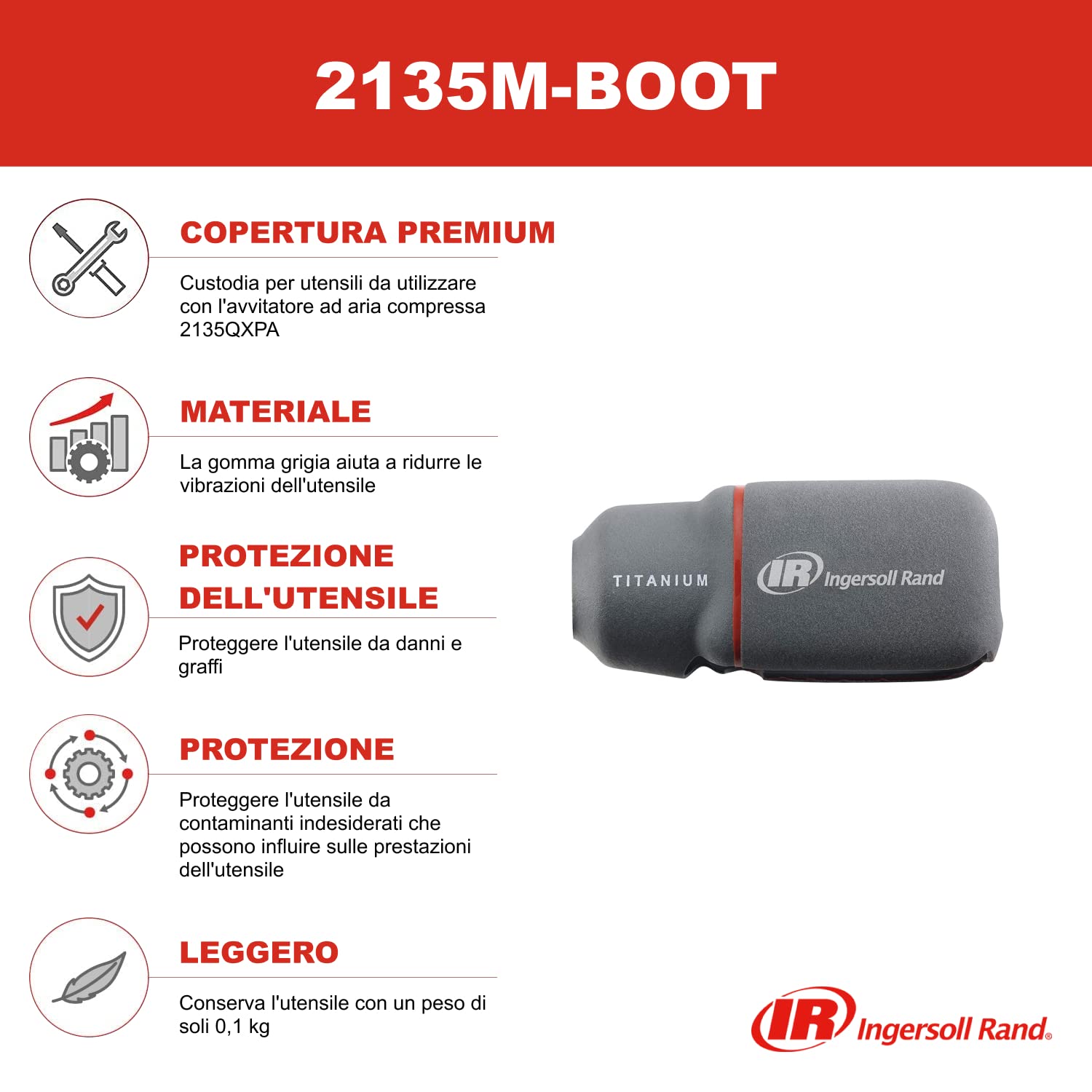 Ingersoll Rand Stivale protettivo per avvitatori ad impulsi 2135M-BOOT, accessorio per avvitatori ad impulsi 2135QXPA, protezione per utensili