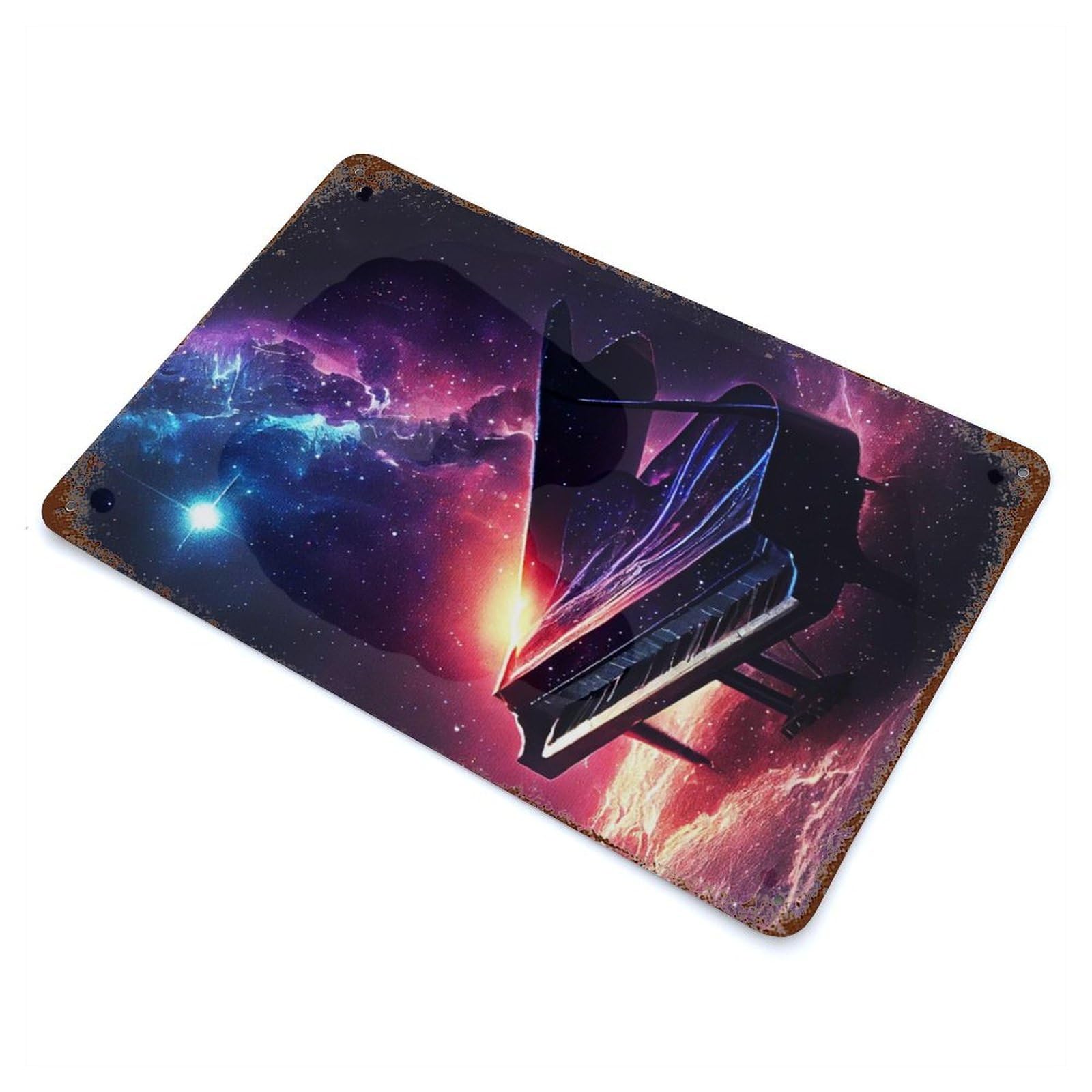 Magic Piano Rustic Tin Plaque 11.8"x7.9", Ideal for Shed, Workshop And Garage Wall Decor