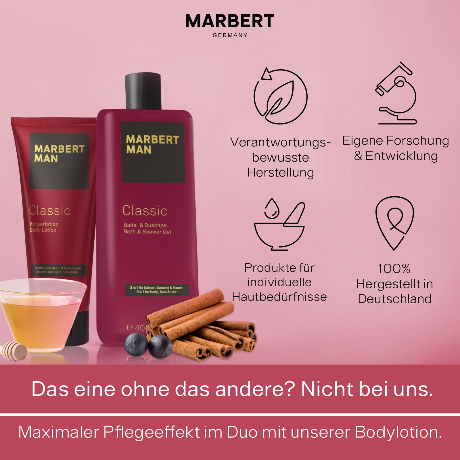 Marbert Man Classic 6 x 400 ml – Bade- & Duschgel mit klassisch-maskulinem Duft – Sanfte Reinigung für Haut & Haare – Für ein erfrischtes Hautgefühl