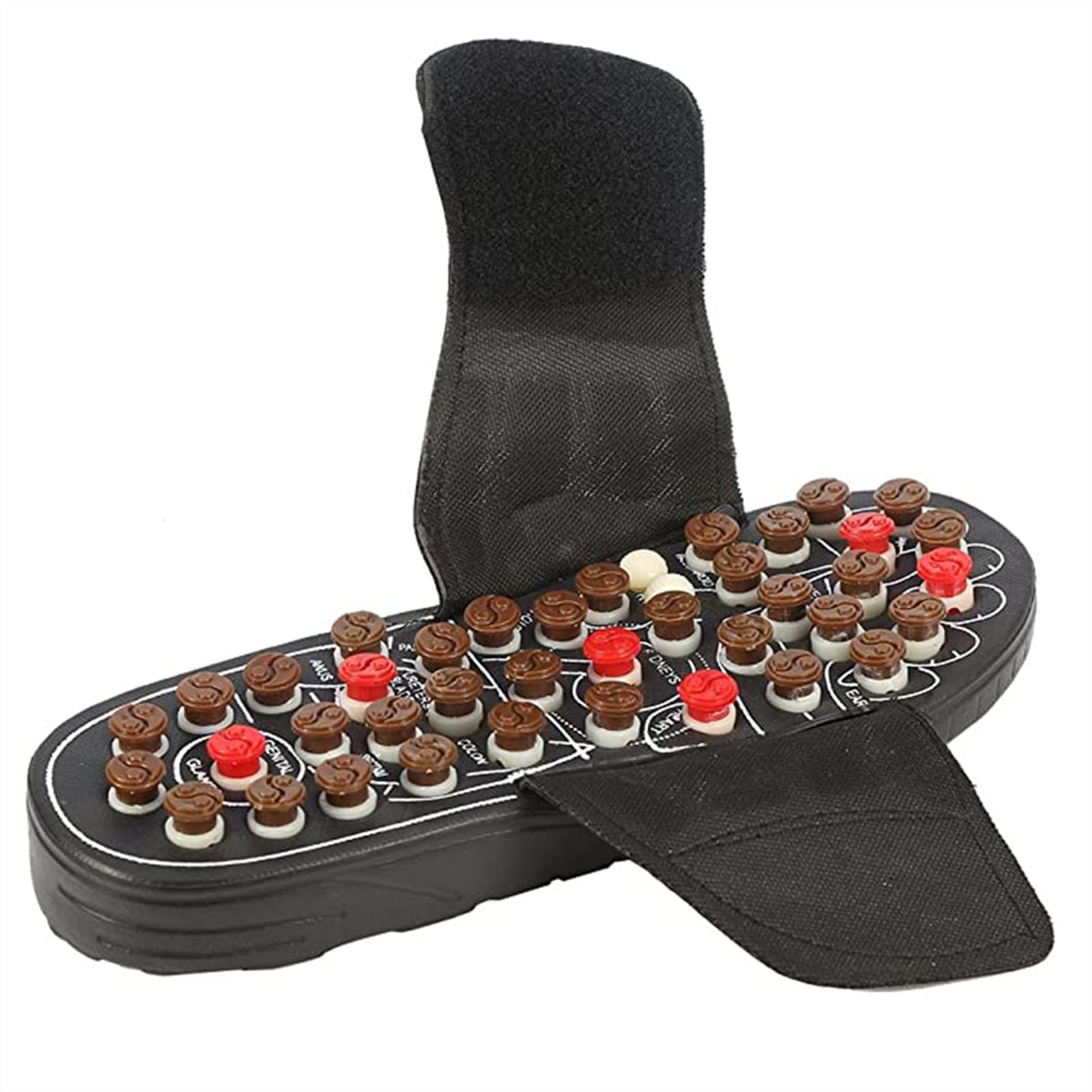 Portable Compact Travel Foot Massager,Acupuncture Ball Massage Flip Slippers,Massage Shoes Reflexology Sandals,Stress Relaxation Gift For Men Women Dad Mom ( Color : Black , Size : US Men 9-9.5 )