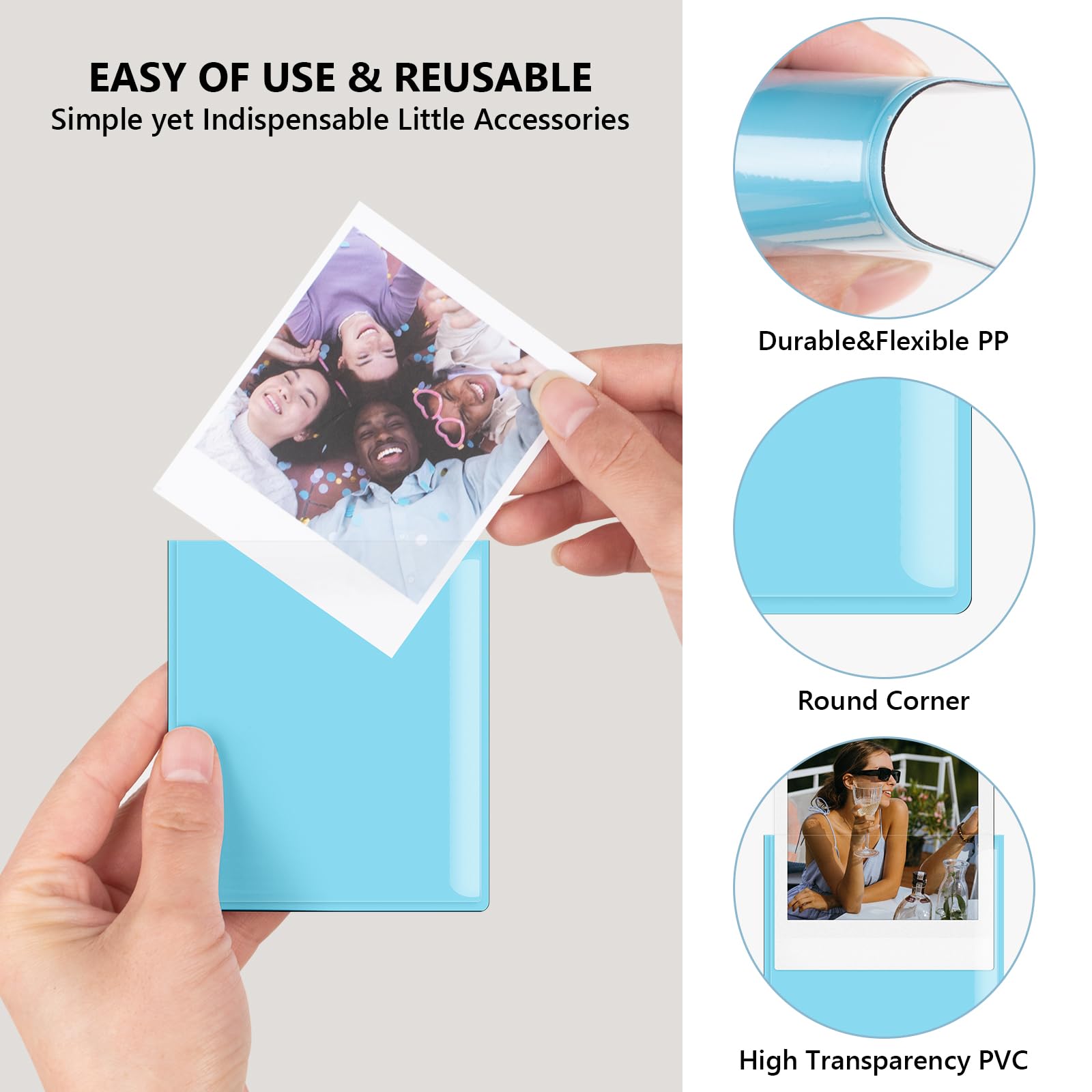 Lot De 5 Mini Cadres Photo Magnétiques En Acrylique Transparent - 7x12 Cm - Pour Photos 3" Et Instax