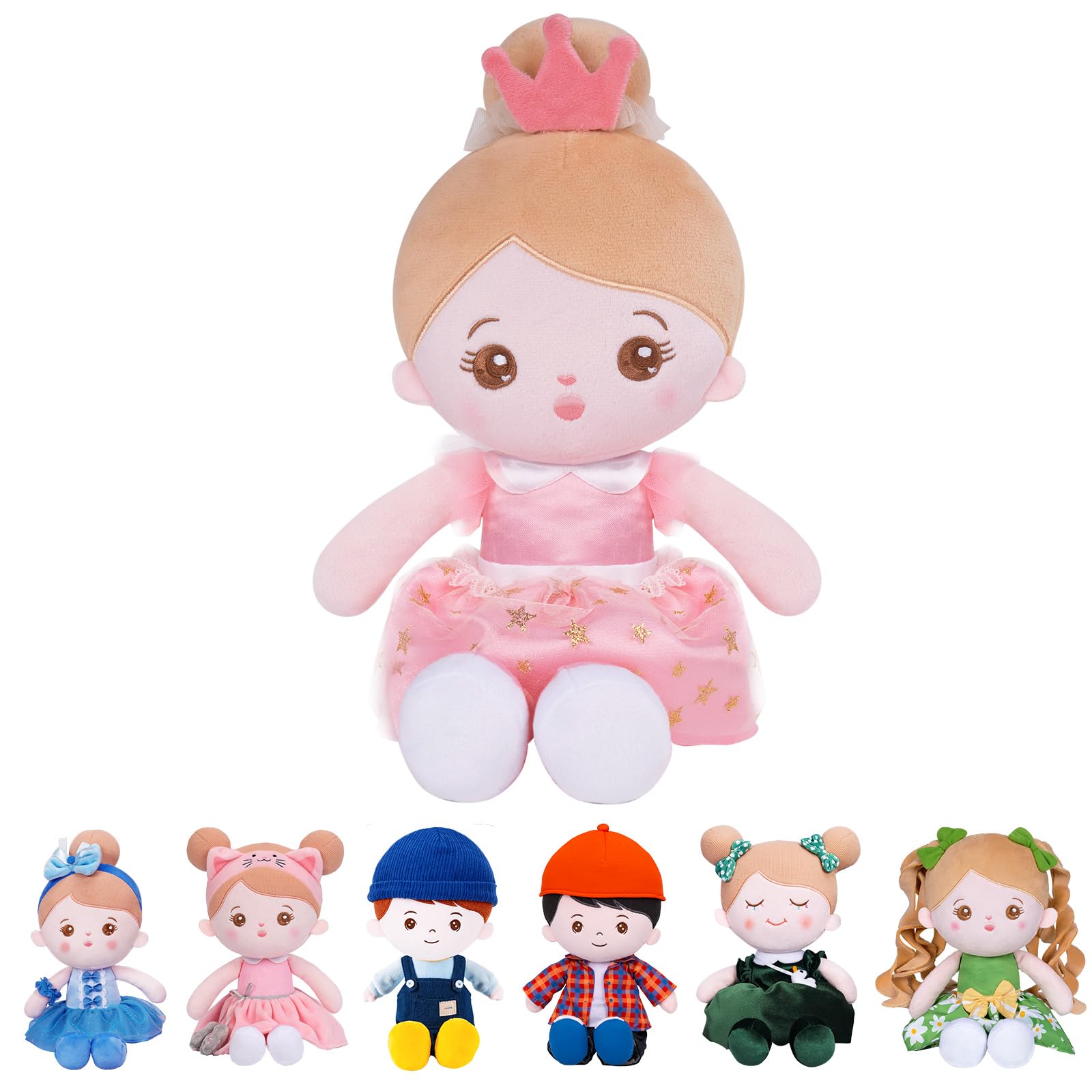 Starpony OUOZZZ 15'' Soft Rag Dolls for Girls - Plush Baby Dolls Sleeping Cuddle Buddy Doll Toy for Kids, Princess