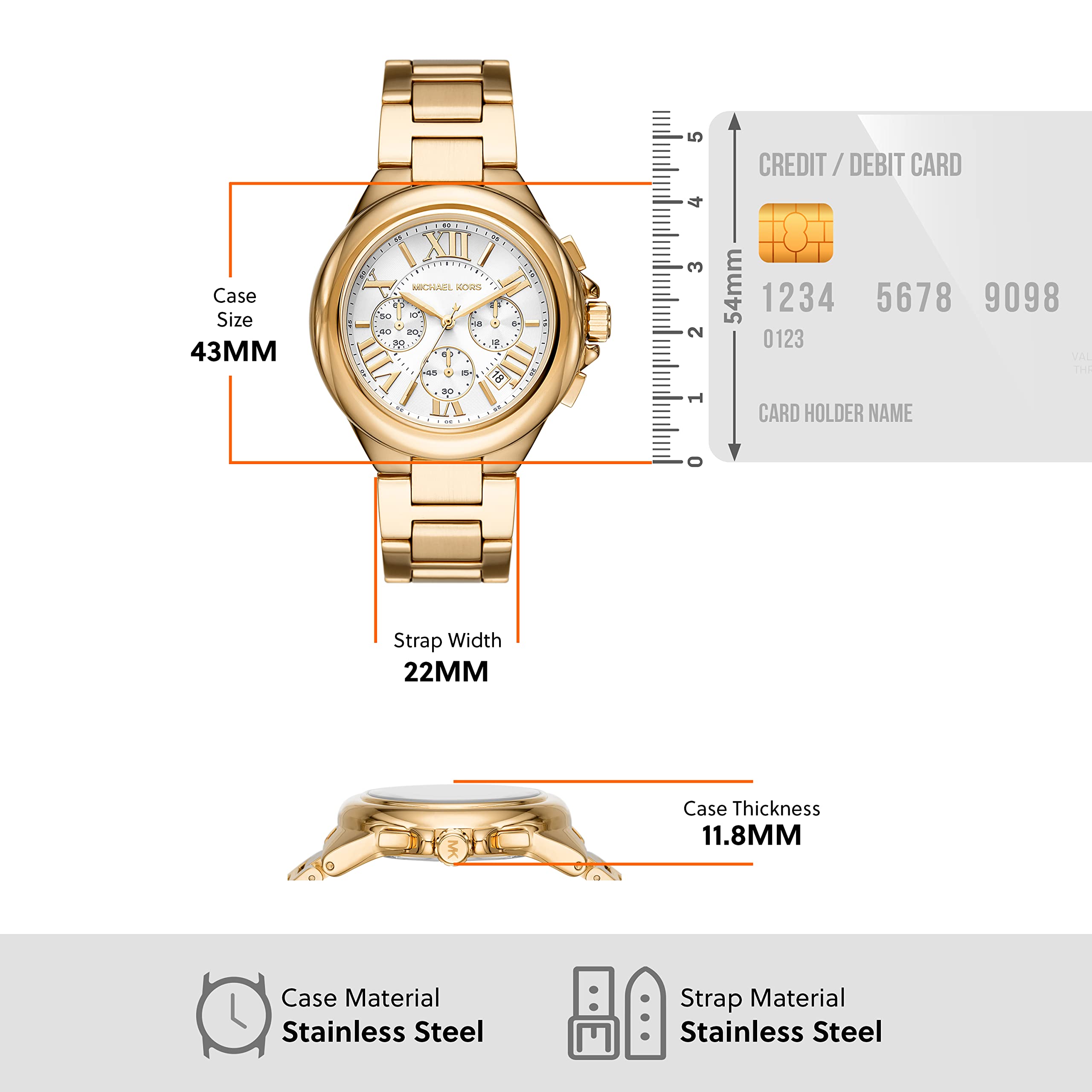 Michael Kors Camille Chronograph Gold-Tone Stainless Steel Women 