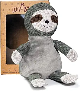 WILD BABY Microwavable & Weighted Plush Toy - Sloth Stuffed Animal for Comfort & Warmth - Soft, Heatable Plushie for Snuggles - Great for Kids, Toddlers & All Ages