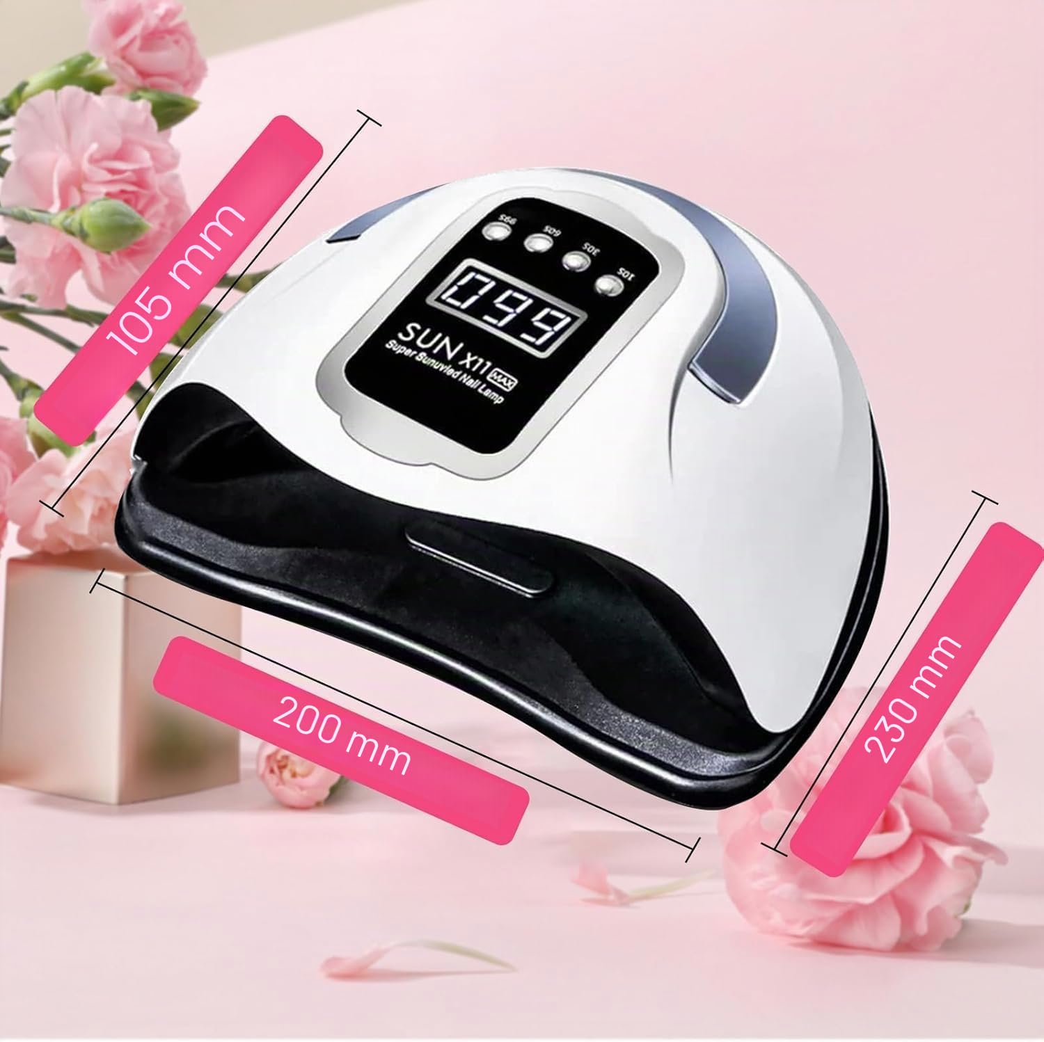 Lampe à ongles UV LED 280 W - Pour vernis à ongles gel - Avec 66 perles de lampe et capteur automatique - 4 réglages de minuterie - Outils de nail art professionnels
