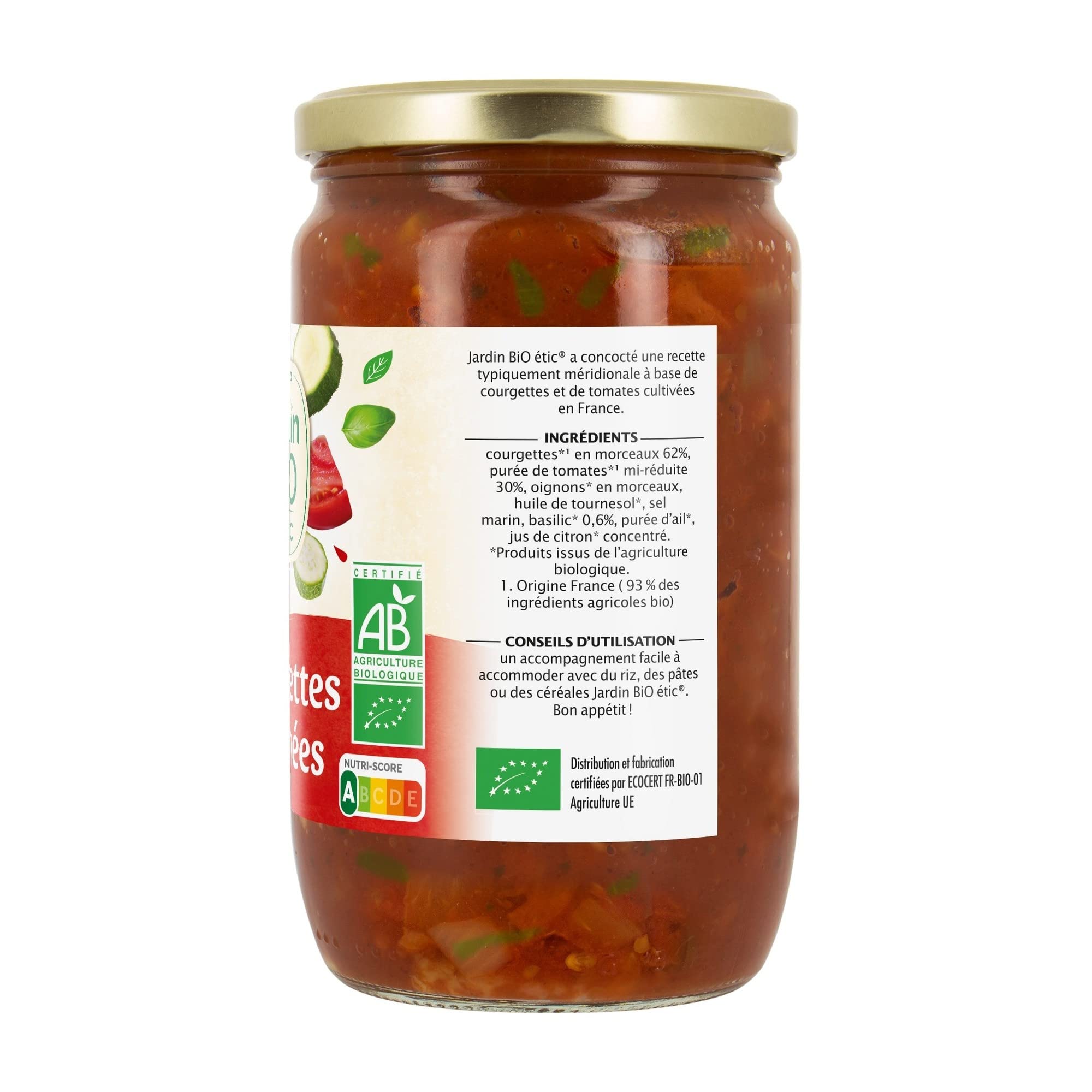 Jardin Bio Courgettes Cuisinées 650 g - Lot de 3