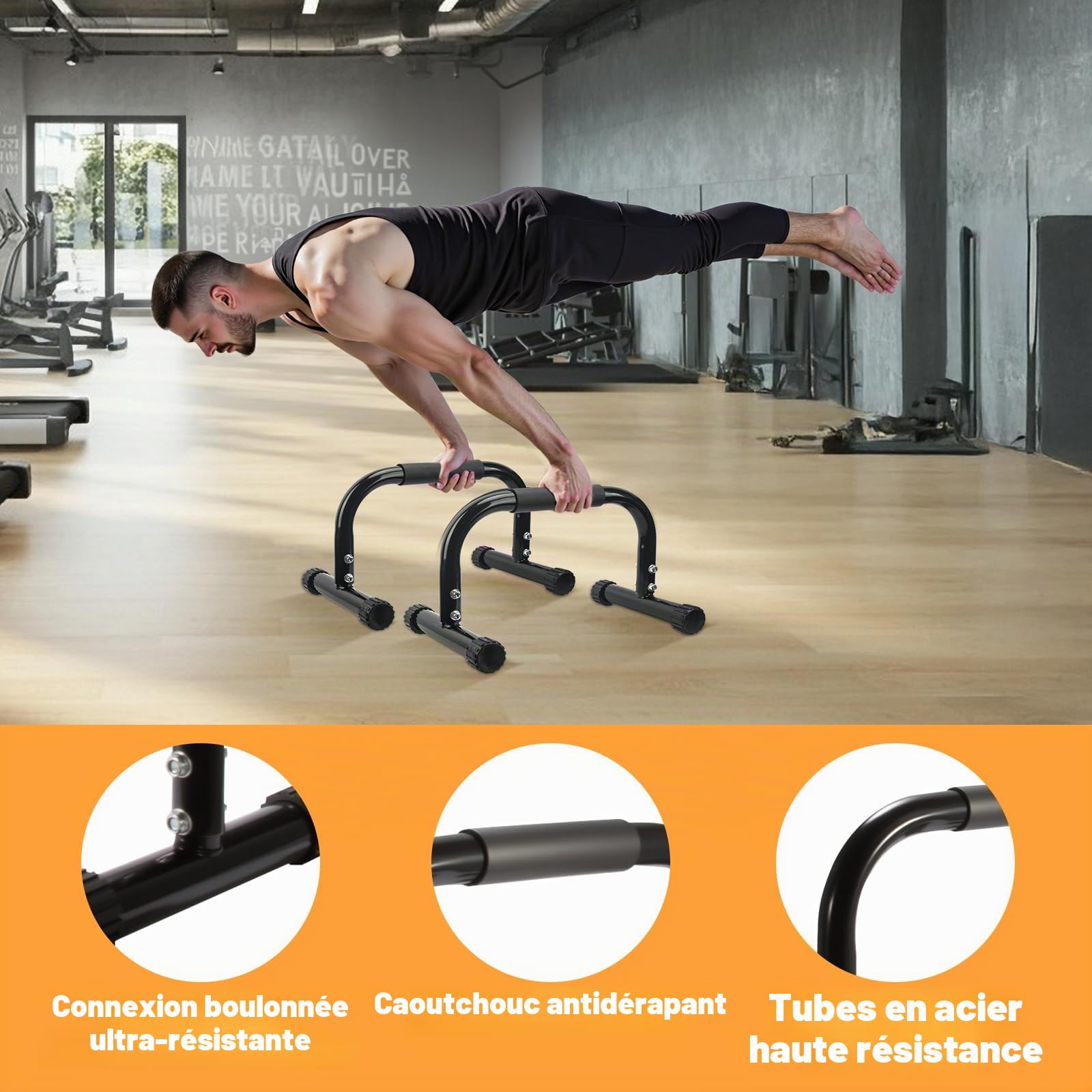 KingMile Parallettes, Push-Up Bars, barre parallele, Matériel de sport de haute qualité et stabilité optimale, Barres de levage, calisthenics, Gymnastique, Entraînement de rue, Musculation