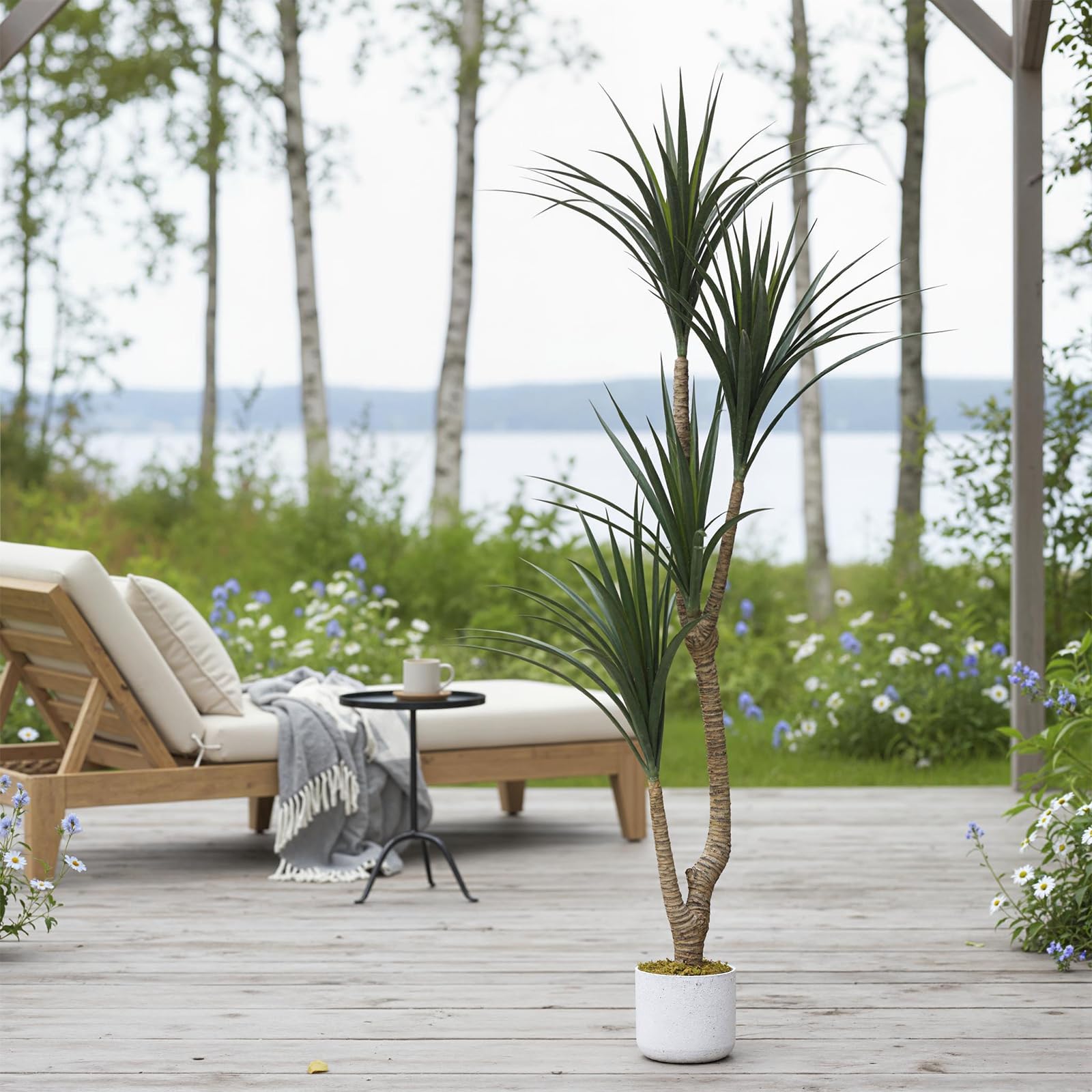 GarveeHome Albero di drago artificiale, altezza 165 cm, grande, artificiale Dracaena Marginata, con vaso, piante artificiali tropicali, per casa, ufficio, interni ed esterni, regalo di inaugurazione