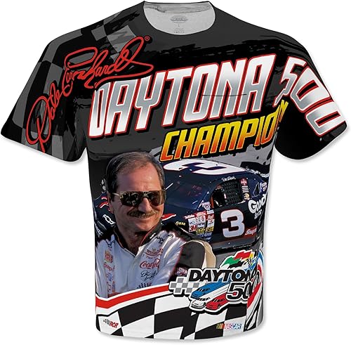Miniatura 3 de Dale Earnhardt Sr. #3 NASCAR 2023 Daytona 500 Victory Anniversary Total Print Camisa negra sublimada