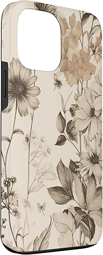 Miniatura 3 de Funda para iPhone 13 Pro Max Aesthetic Minimalist Wildflowers Mujer Floral Neutral Crema