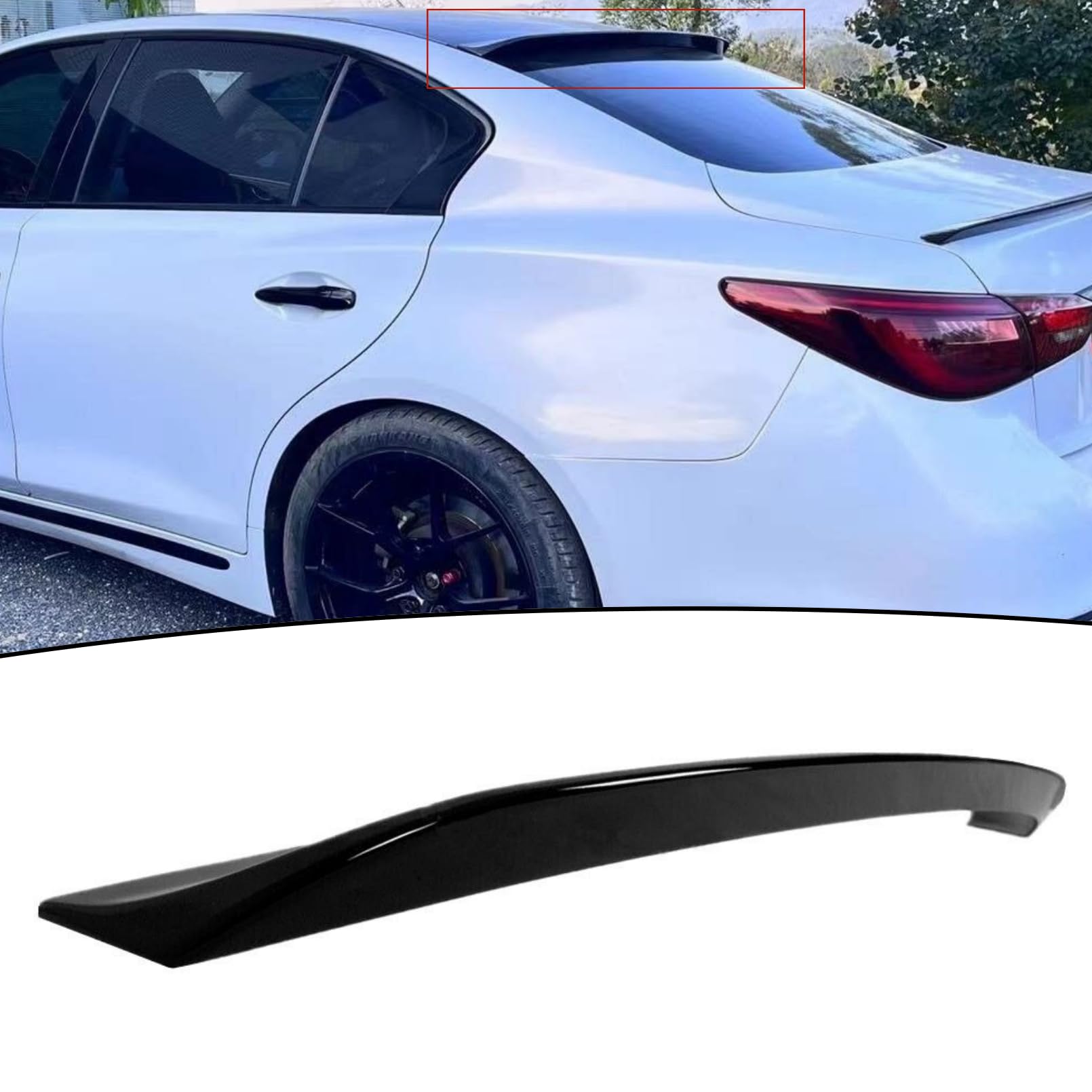 ITETONE Rear Window Roof Spoiler Wing Fit for Infiniti Q50 LUXE/Sport/Hybrid/ 2.0t/ 3.0t/ Premium 2014-2024 Gloss Black Sport Visor Accessories