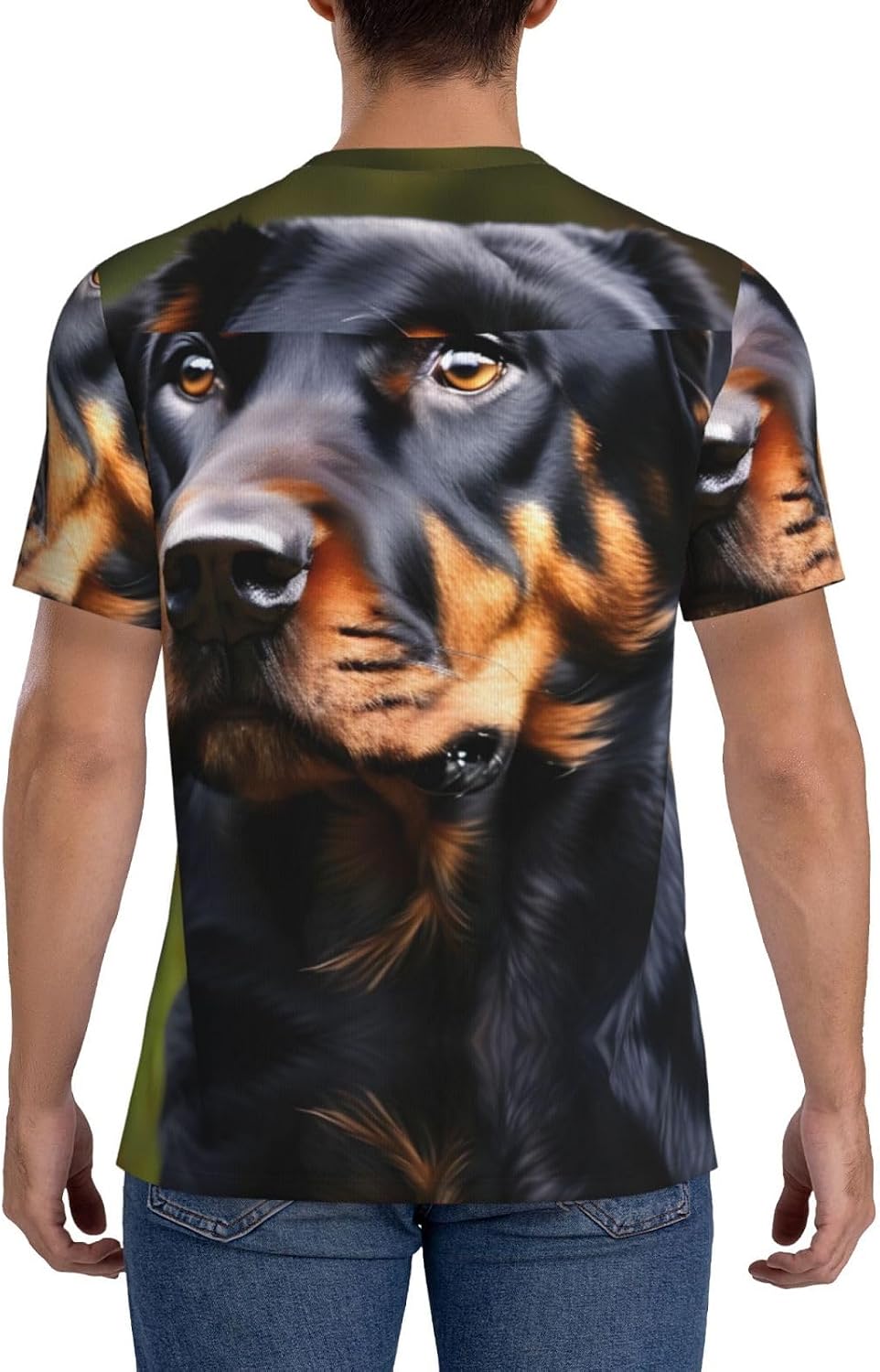 Rottweiler Pattern Rugby Football Jersey for Men, Comfortable V-Neck Loose Fit Top for Team Sports Athletics