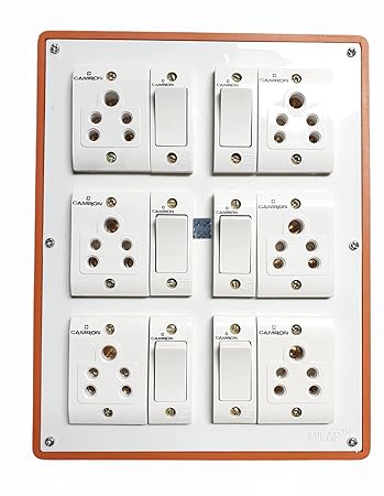 Extension Board Multi Outlet Electrical Switch Board (for Wall Mounted) with 6 SWITCHES 6Amp + 6 SOCKETS 6mp Attached Complete Set of 1