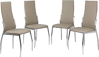 Tumueblekit Pack de Sillas Comedor Tapizada, Polipiel, Beige, 101x43x47 cm, 4 Unidades