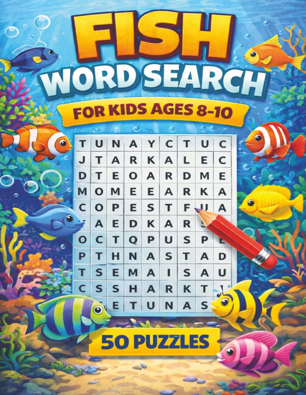 Fish Word Search for Kids ages 8-10: 50 Fish-Themed Word Search Puzzles to Boost Vocabulary, Spelling, and Learning! Fun and Educational! (Quality educational word search puzzle books for kids)