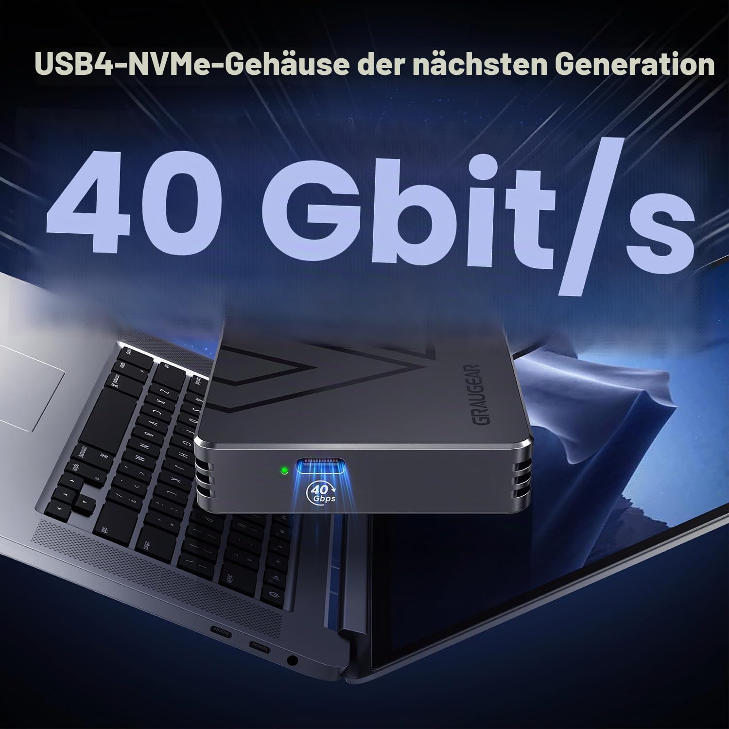 GRAUGEAR Externes SSD Gehäuse für NVMe SSD M.2 [USB 4 Thunderbolt 4] 40Gbps