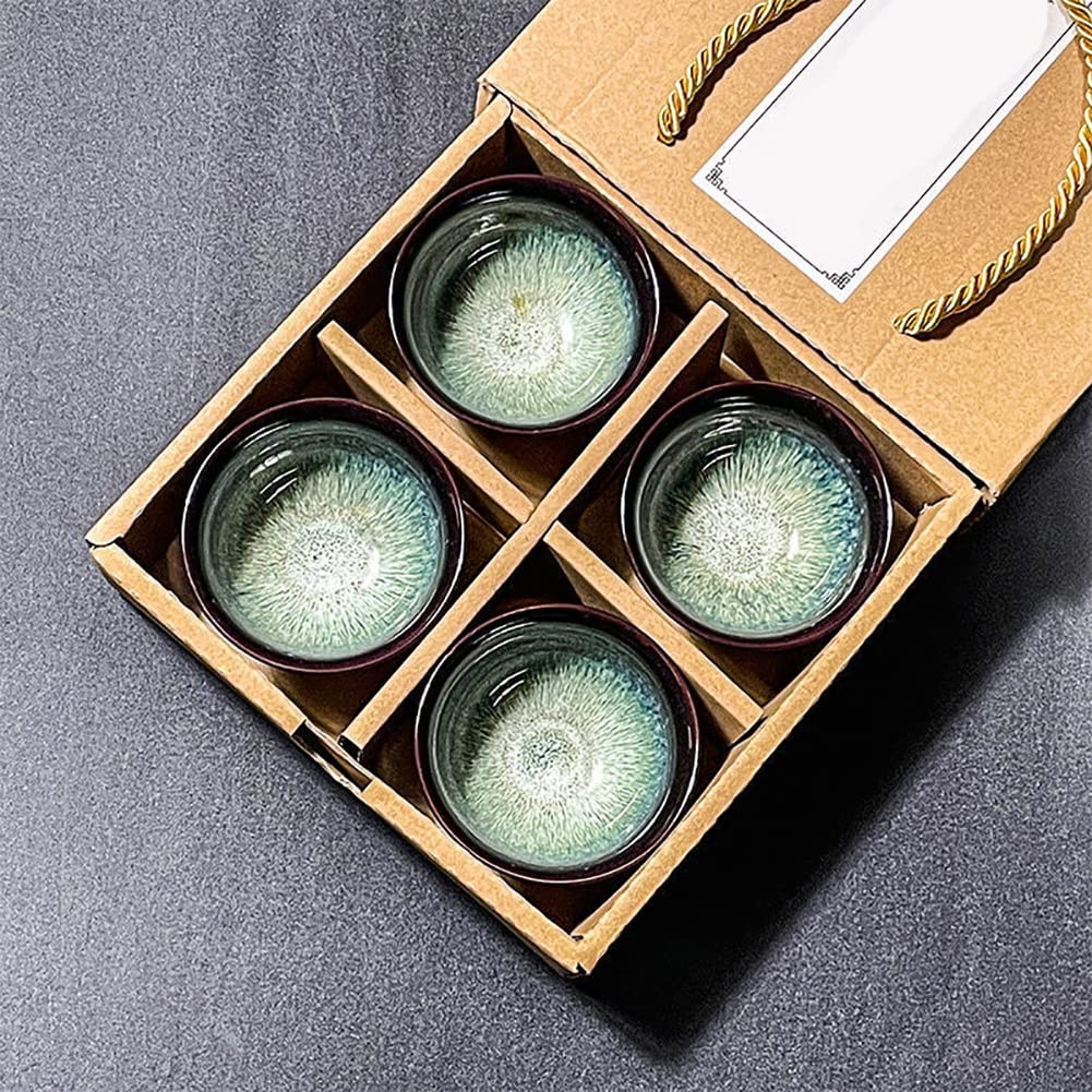 4/6-teiliger Satz Keramikbecher, Keramik Tasse Ohne Henkel, Chinesische Teetasse Keramik Sake Set Sake Tassen Becher Keramiktasse Porzellan Teebecher Traditionelle Teeschalen Keramik-Becher Set (Colo