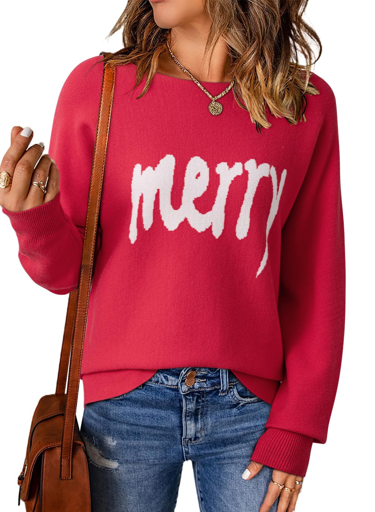 EVALESS Casual Crewneck Sweaters for Women Fall Winter 2025 Lightweight Long Batwing Sleeve Pullover Sweaters Tops Clothes