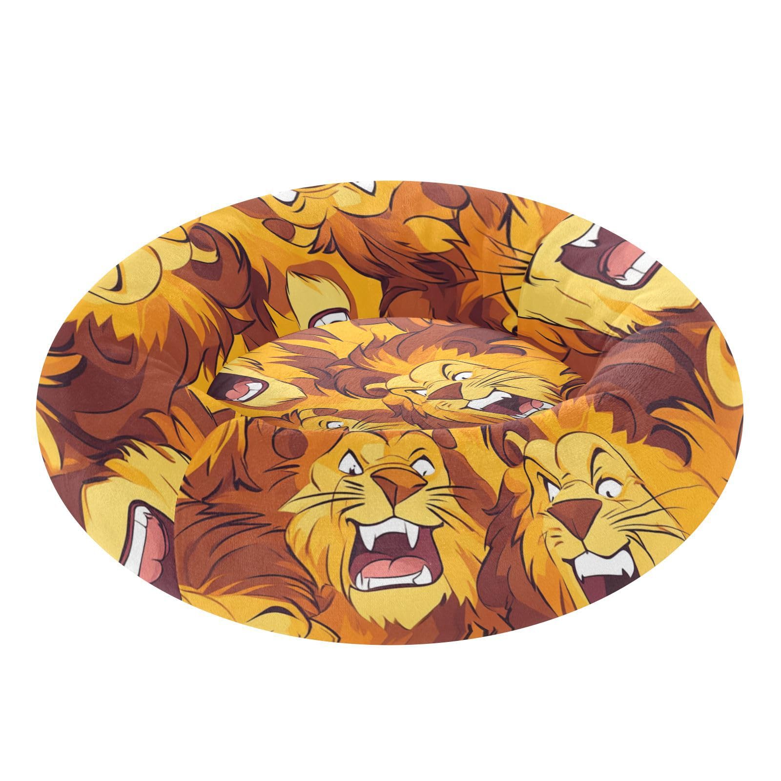 Lit pour chat motif lion orange antidérapant taille S idéal pour petit félin
