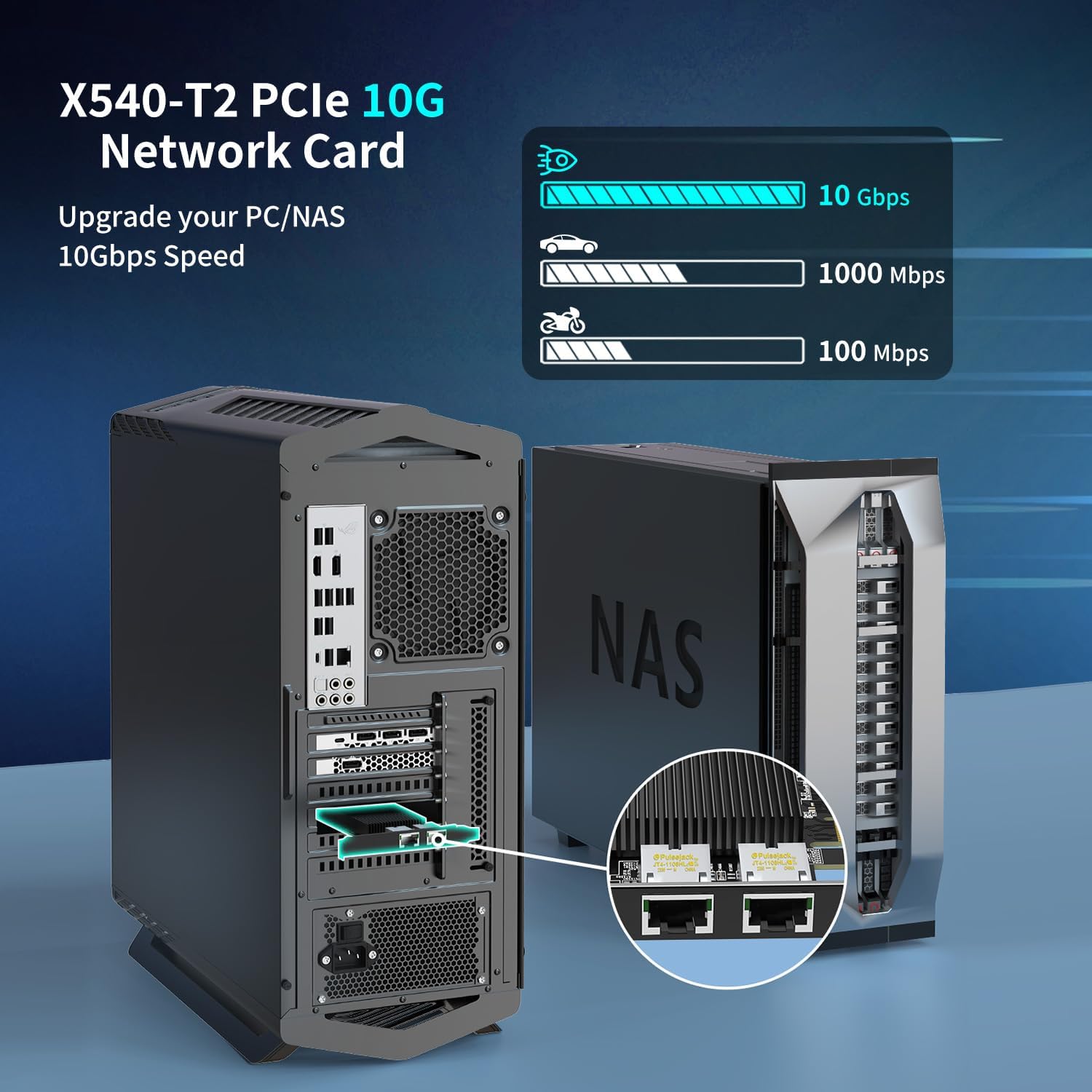 10Gb Dual LAN Base-T PCI-e Network Card, Intel X540 Controller, NICGIGA 10Gbps Ethernet Adapter, 2 * 10Gbe RJ45 Port, 10G NIC Card, Support Windows/Windows Server/Linux/Vmware/ESX - Image 3