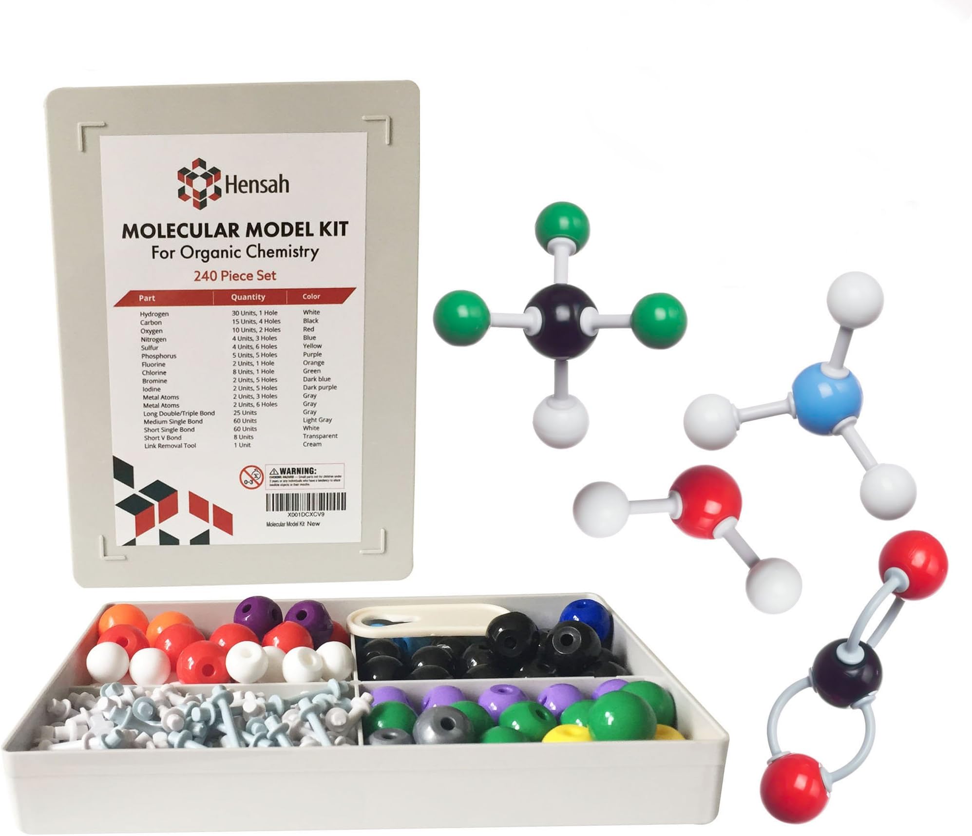 Chemistry Model Kit - Molecular Model Kit for General and Organic Chemistry - Student Molecular Modeling Kit (240-Pieces)