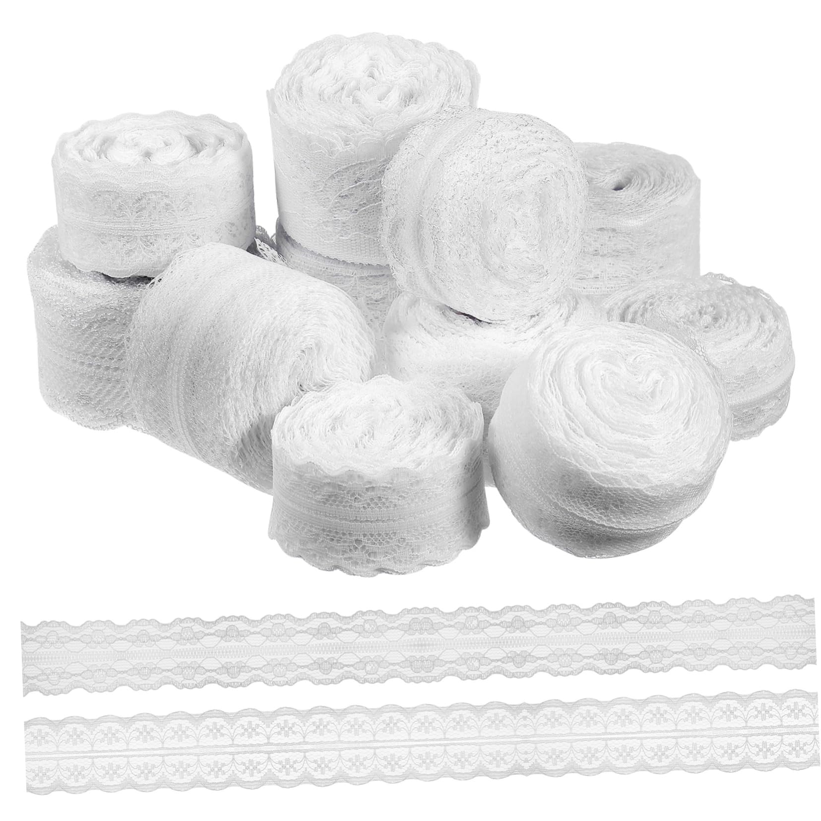 Uonlytech 12 Rollos Cinta De Encaje Blanca Ribete De Encaje Para Manualidades Para Flores y Para Obsequio De Tela