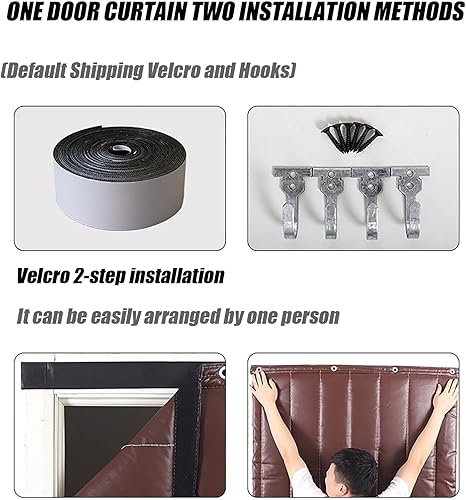 Miniatura 5 de OCAZI Cortina de puerta con aislamiento térmico, cortinas aisladas pesadas para invierno, algodón grueso, hoja de poliuretano resistente al sonido,