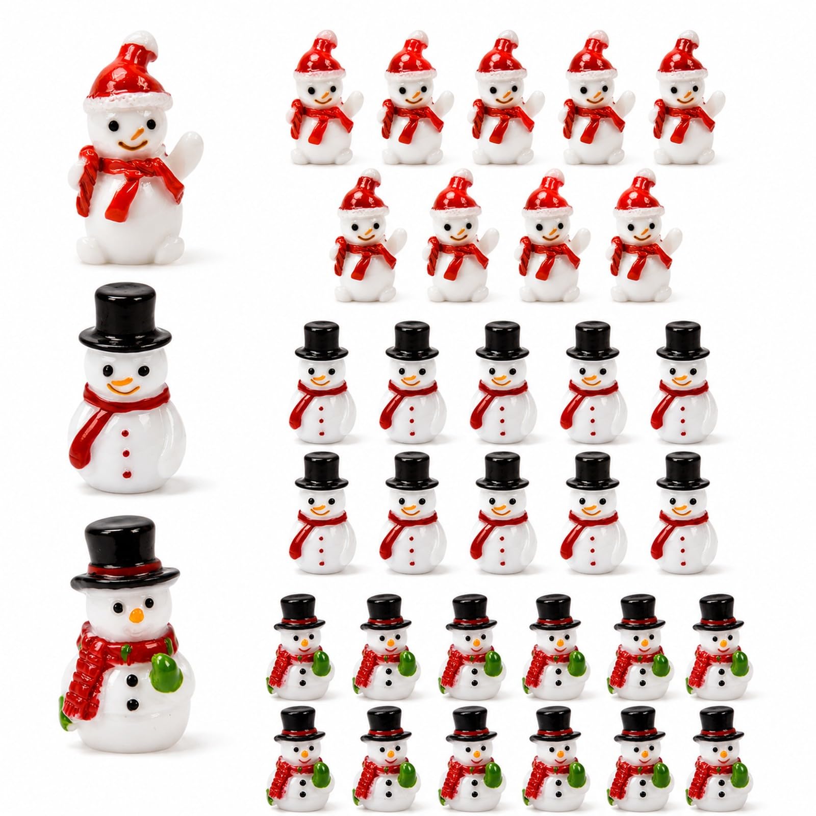 Statue bonhomme de neige Noël en résine : pack de 30 pièces d'artisanat miniature raffiné