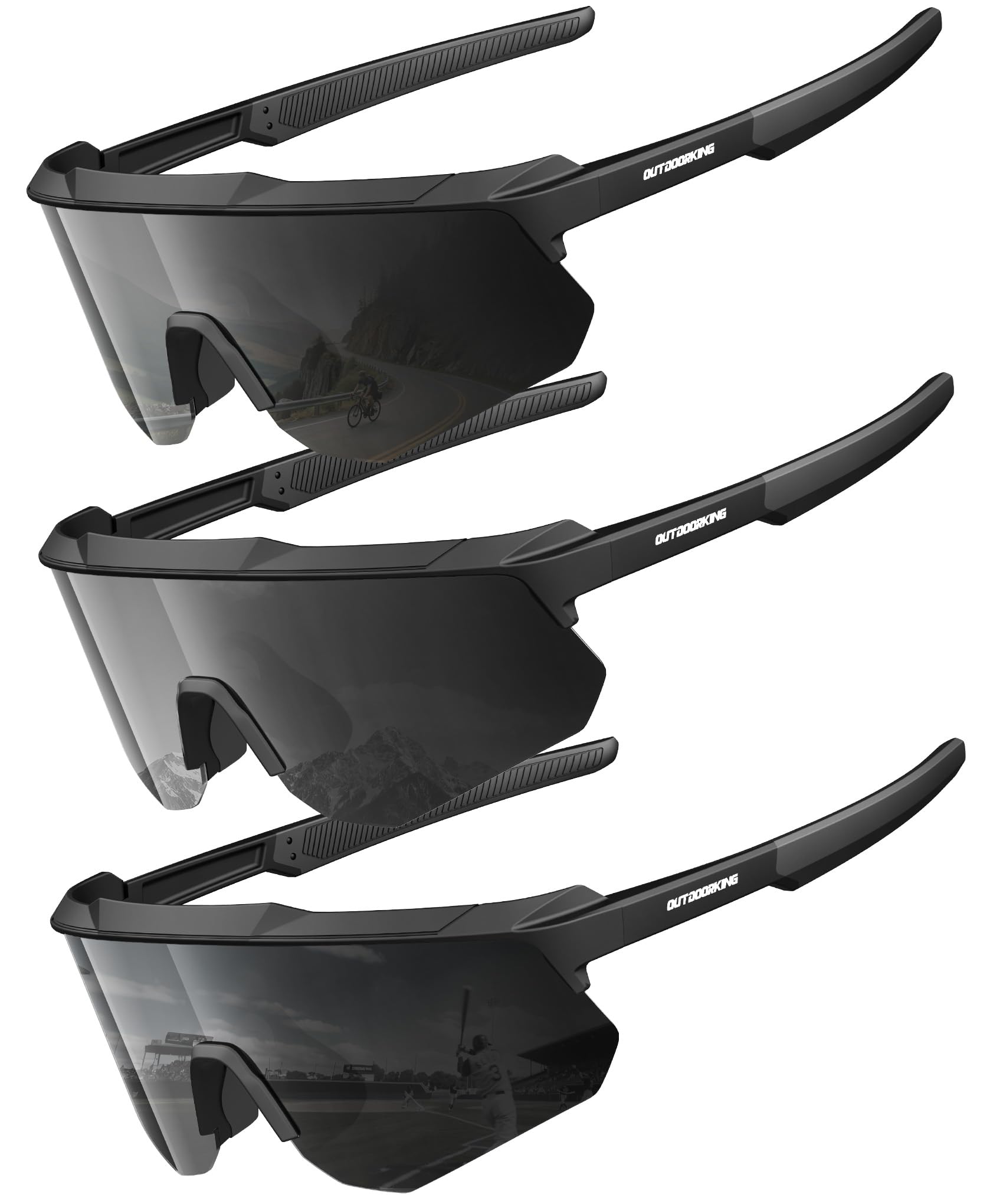Polarized Sport Sunglasses Men Women Bike Sunglasses for Men Cycling UV Protection Driving Fishing 3 Packs