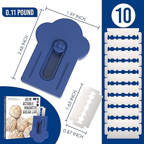 Miniatura 7 de MEKER Pan Lame, herramienta de puntuación magnética extraíble para hornear y hacer pan de masa madre, incluye folleto de patrones de puntuación y 10